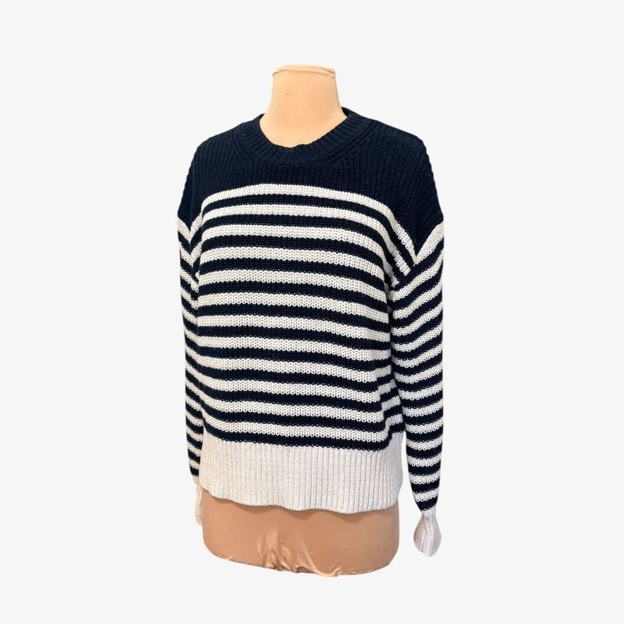 J.Crew Classic Knit Striped Sweater S Navy Blue White J.Crew Preppy Size S / US 4 / IT 40 - 7 Thumbnail