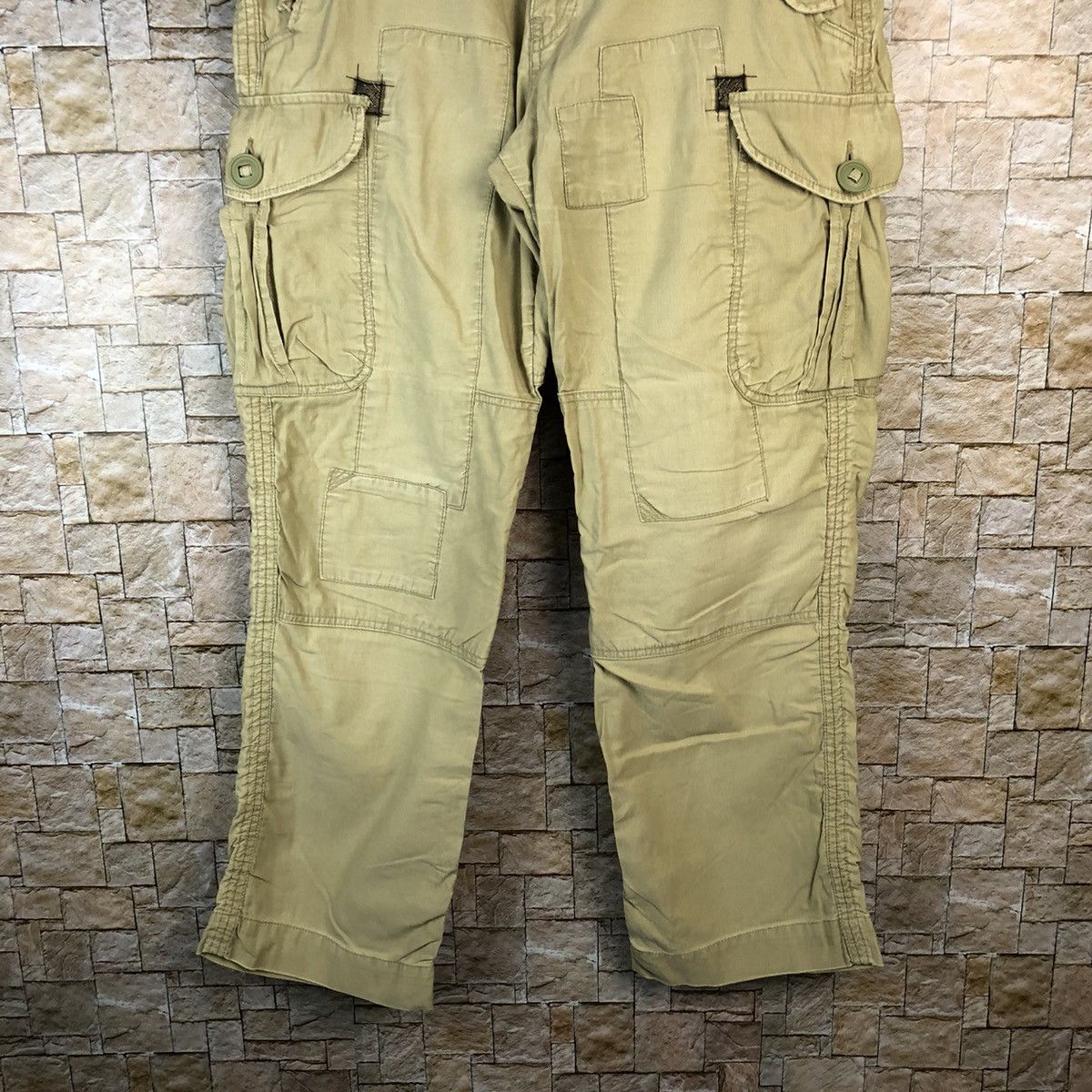 Japanese Brand Back Number Brown Cargo Multipocket Pants #A1134 Size US 35 - 3 Thumbnail