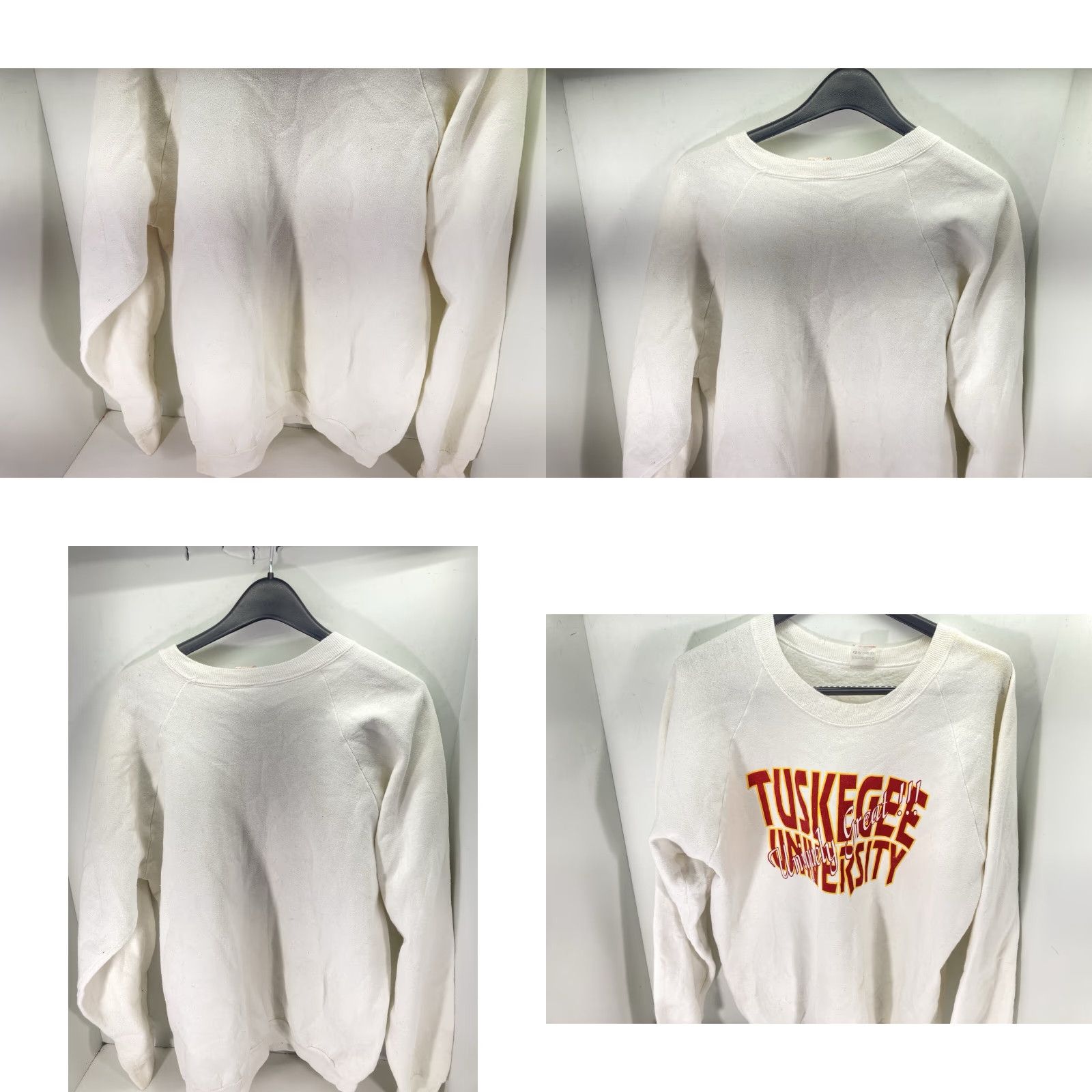 Fruit Of The Loom VINTAGE Tuskegee University Sweatshirt Men XL White Long Sleeve Pullover Crew Neck Graphic Print University Theme Mens Size US XL / EU 56 / 4 - 8 Thumbnail
