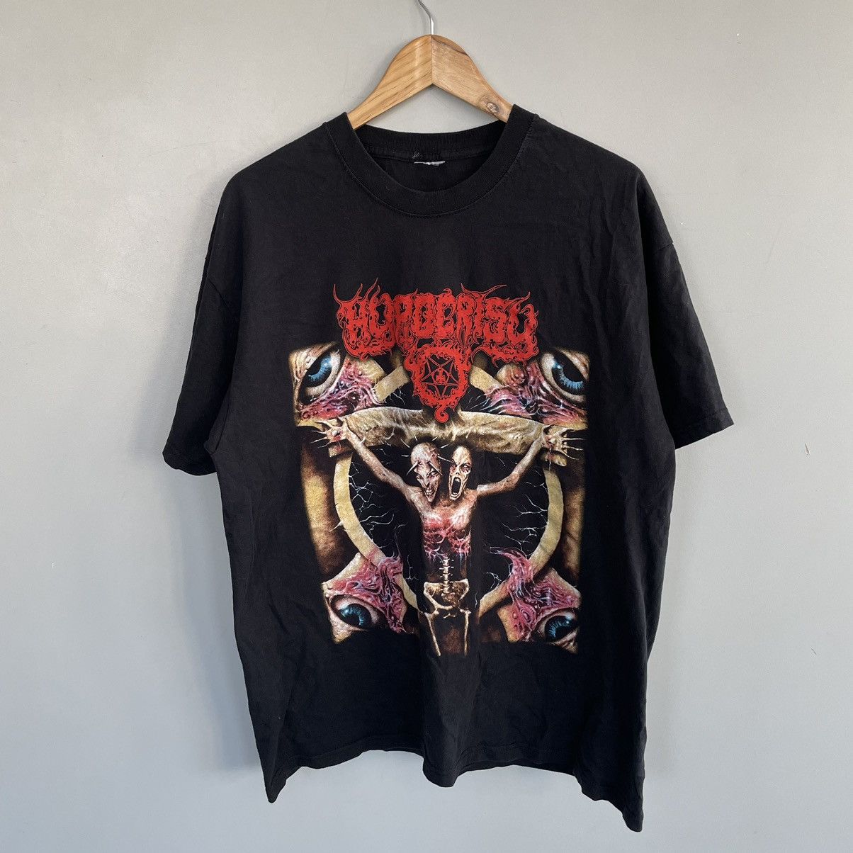 Band Tees × Vintage HYPOCRISY Osculum Obscenum double logo XL T-Shirt Black Size US XL / EU 56 / 4 - 1 Thumbnail
