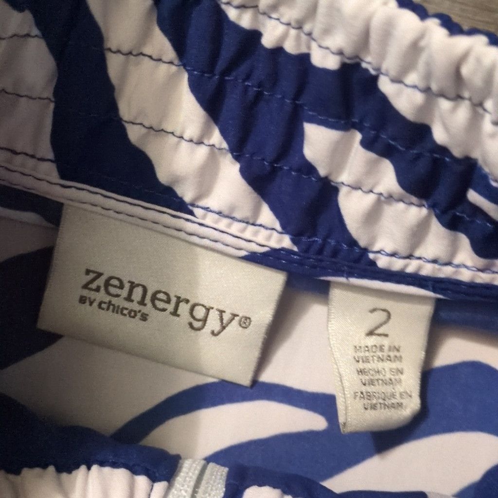 Chicos Zenergy By Chico's Blue White Golf Jacket Size 2 Size L / US 10 / IT 46 - 4 Thumbnail