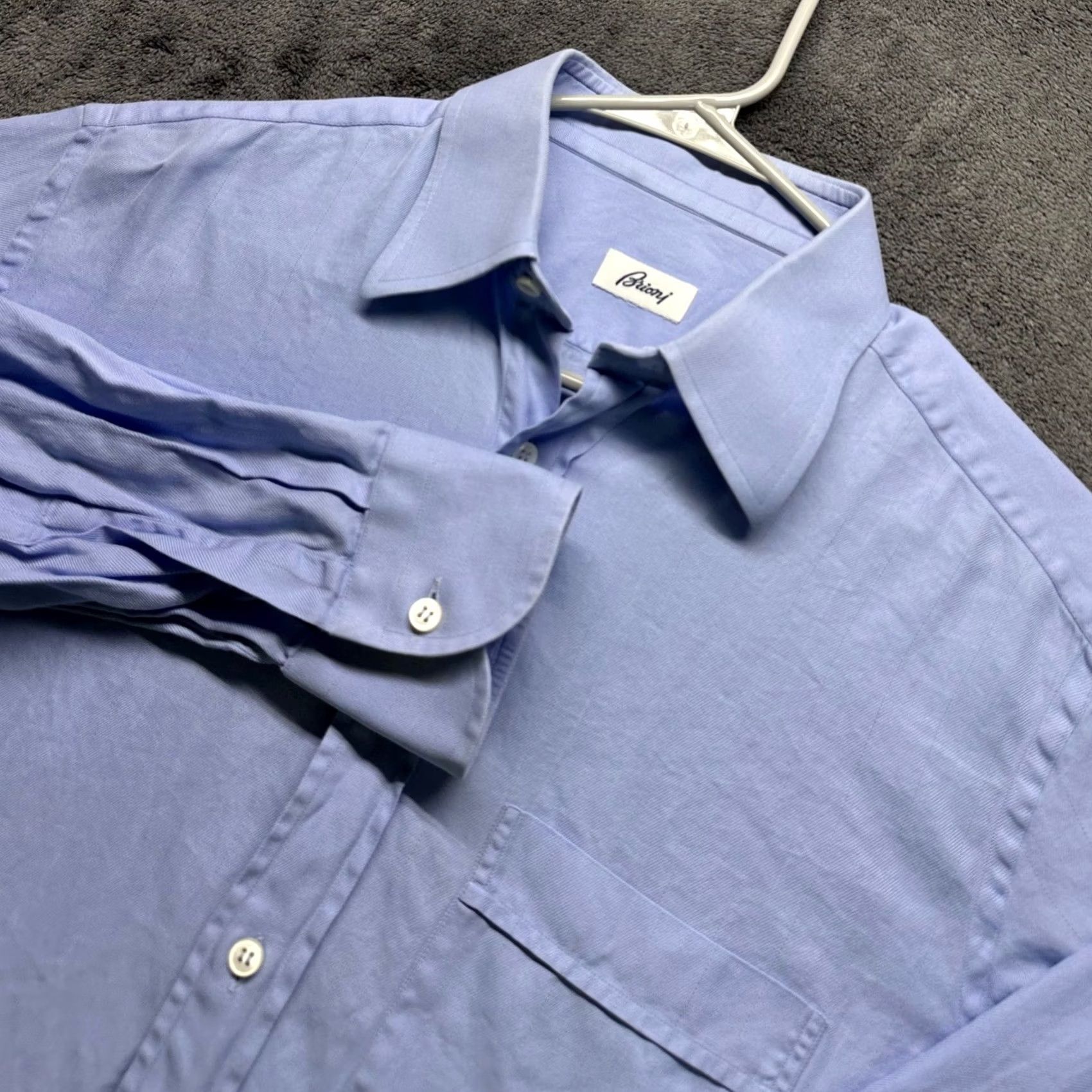 Brioni Brioni Dress Shirt Mens Med Blue Cotton Made in Italy Size 39 15.5 Long Sleeve Size 42R - 2 Thumbnail