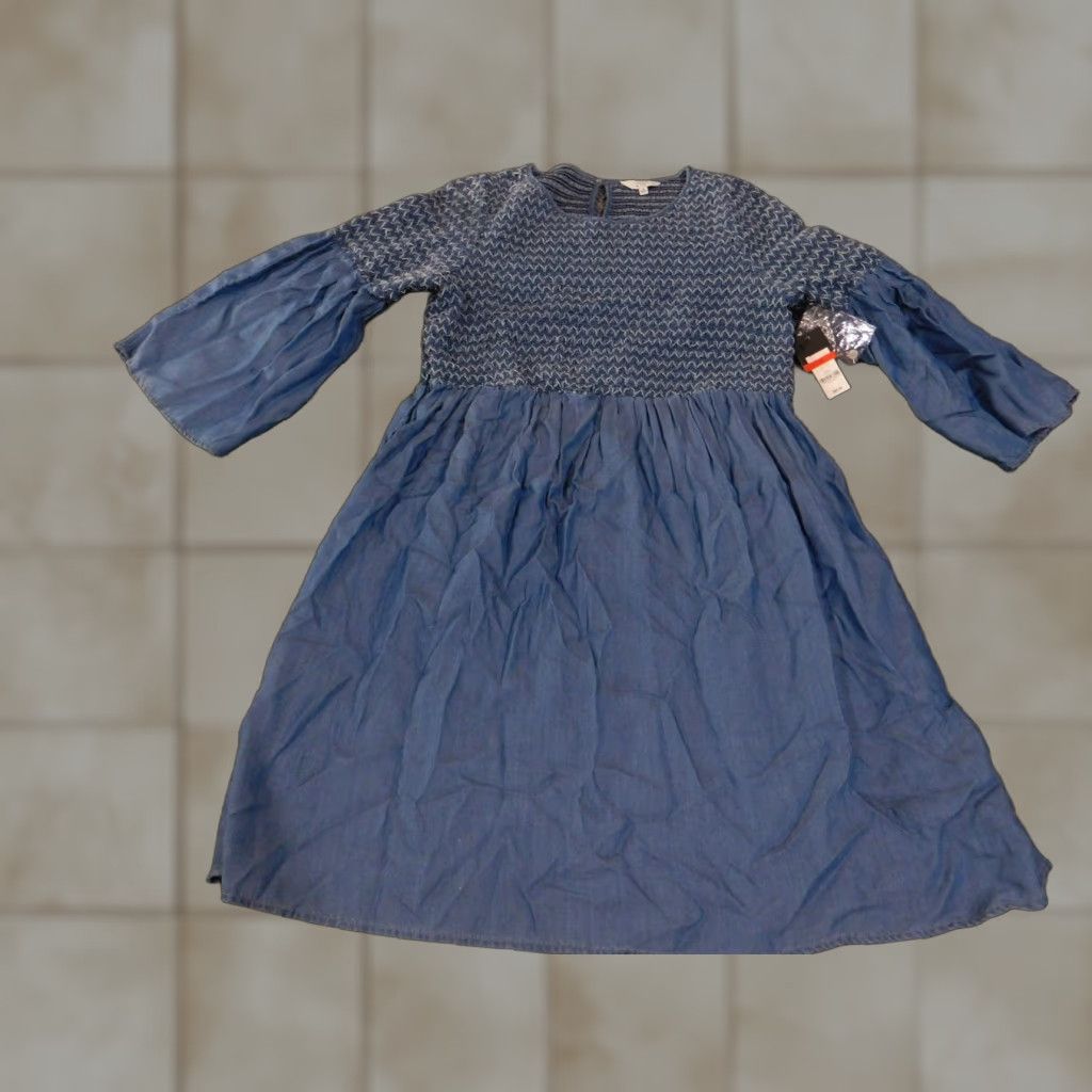 Vintage Crown & Ivy Dress Womens XS Chambray Smocked Sleeve Tencel Boho NWT Size XS / US 0-2 / IT 36-38 - 1 Thumbnail