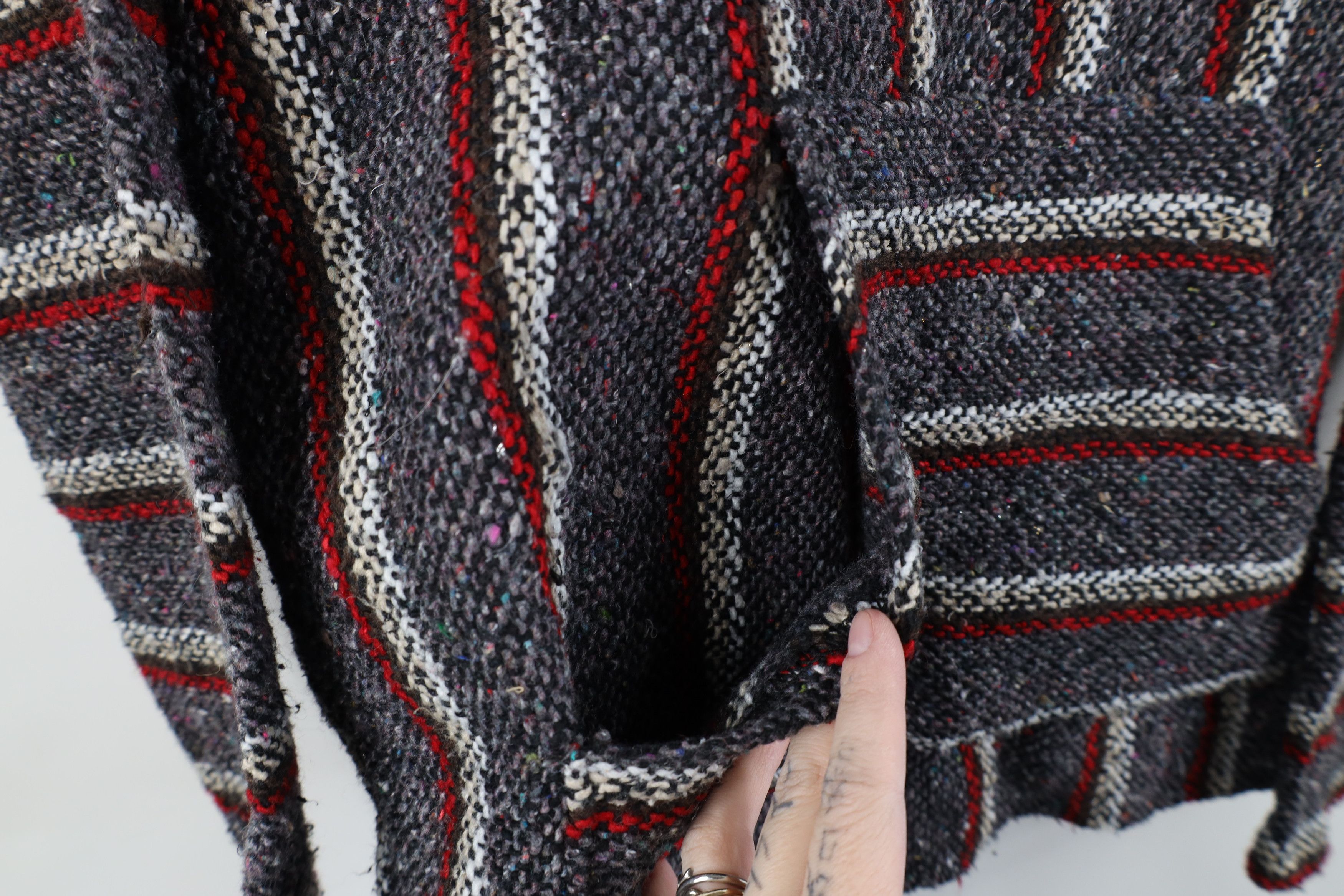 Vintage Vintage 90s Y2K Streetwear Knit Drug Rug Hoodie Sweatshirt Size M / US 6-8 / IT 42-44 - 4 Thumbnail