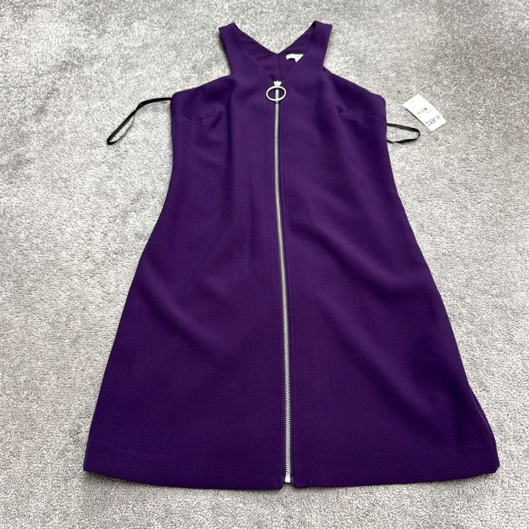 Bar III VINTAGE Bar III Purple Dynasty Halter Sheath Dress Womens M Full Zip Sleeveless NWT Size M / US 6-8 / IT 42-44 - 2 Thumbnail