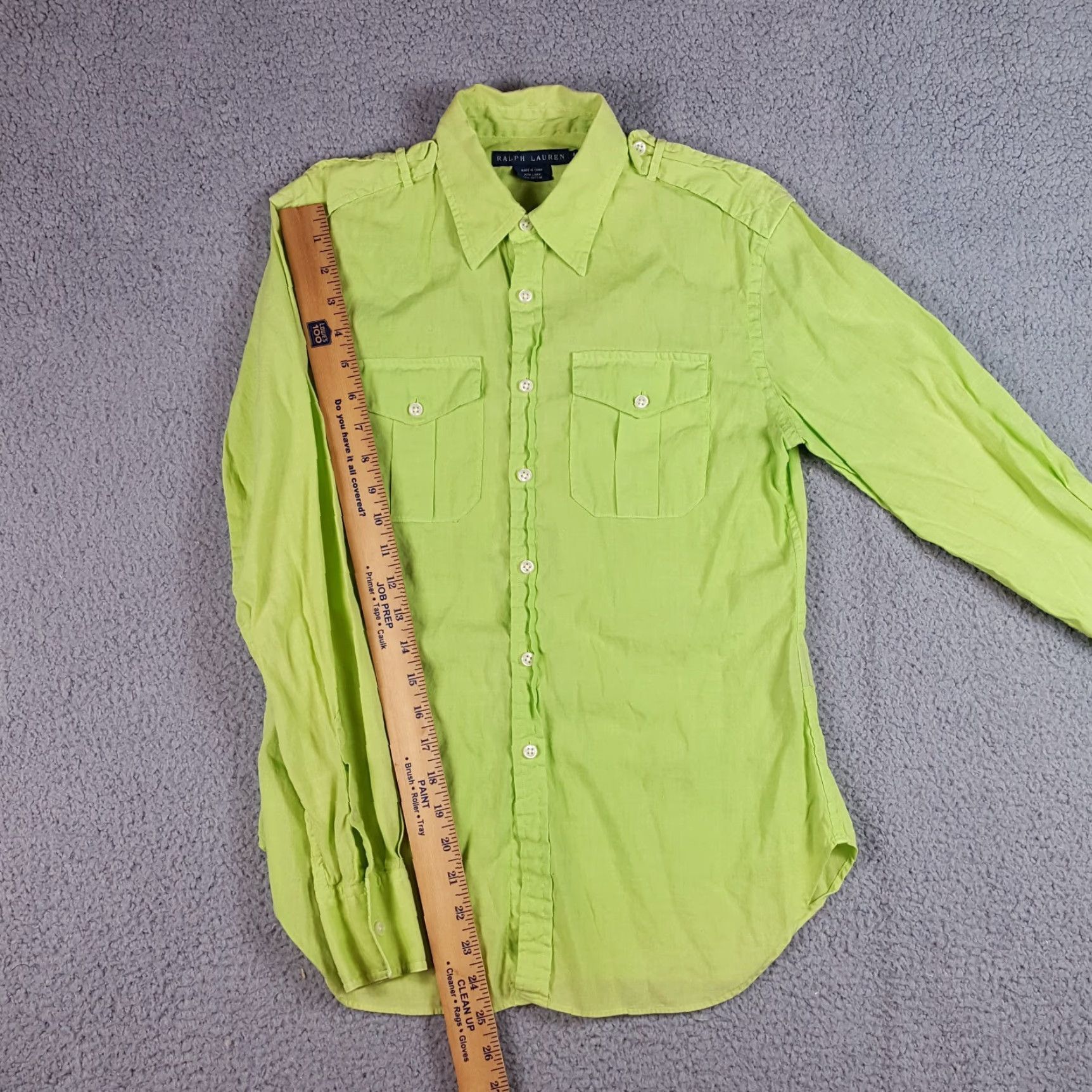 Ralph Lauren VINTAGE Ralph Lauren Button-Up Shirt Shirt Adult XS Lime Green Linen Blend 90s Military Prep USA Men Size US XS / EU 42 / 0 - 8 Thumbnail