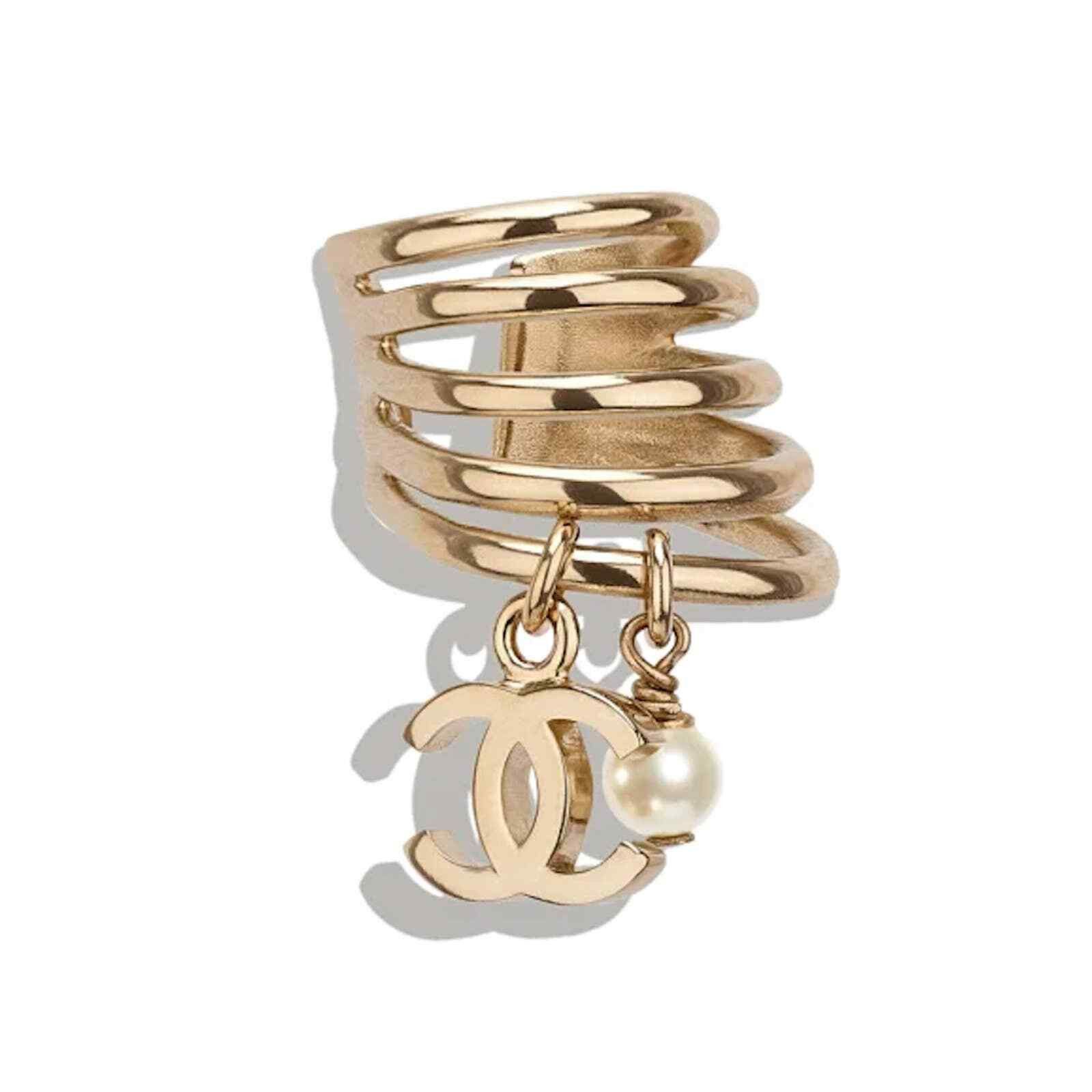 Chanel Chanel Gold Pearl White Drop Statement Cuff Earring Jewel Size ONE SIZE - 3 Thumbnail