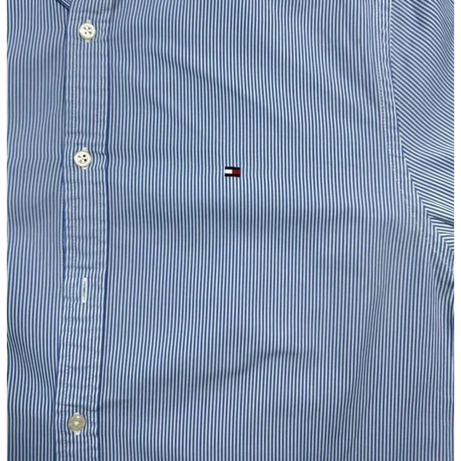 Tommy Hilfiger Tommy Hilfiger Men'S Blue White Micro Stripe Easy Care Regular Fit Shirt M Size US M / EU 48-50 / 2 - 4 Thumbnail