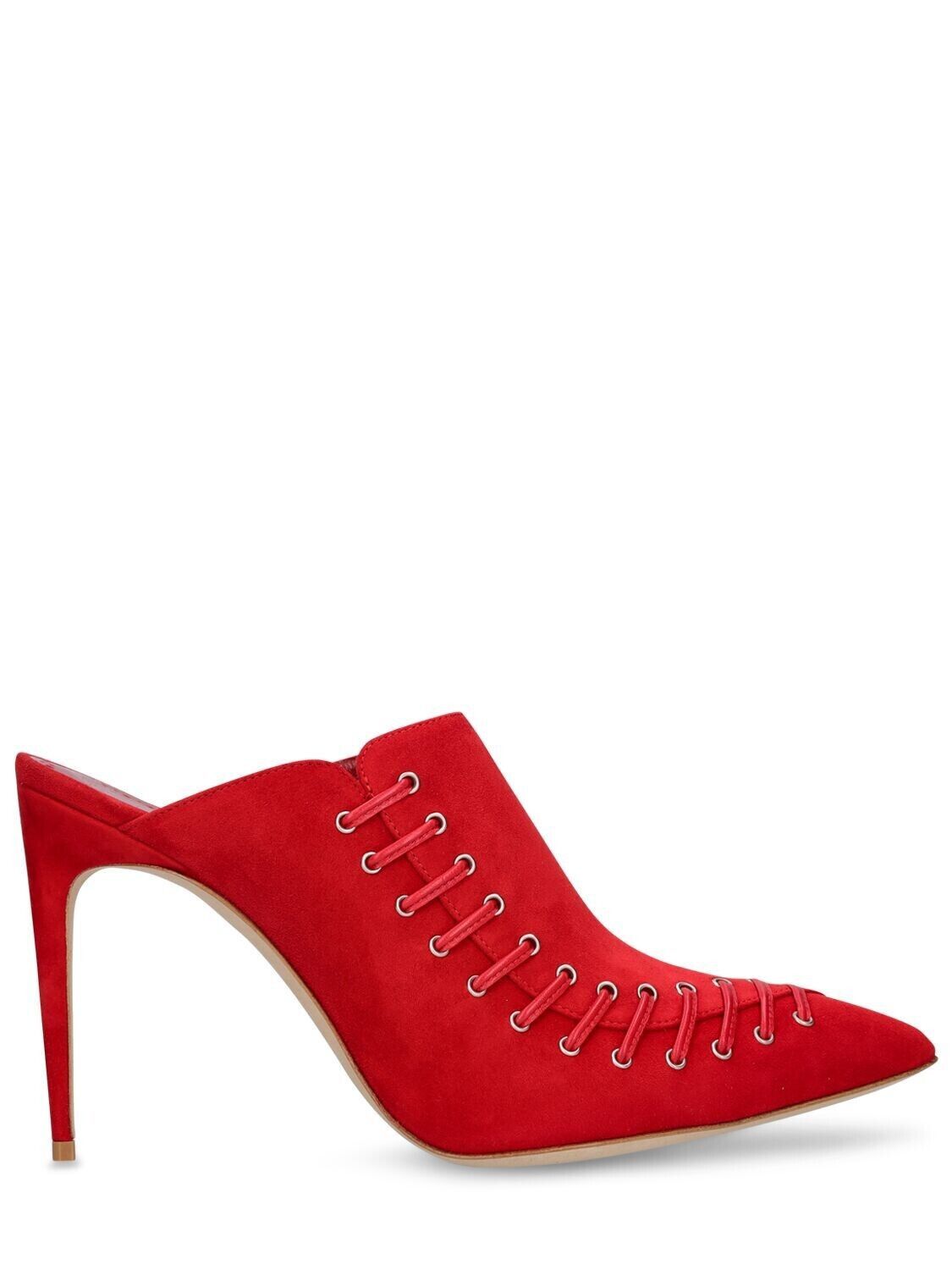 Fallen MANOLO BLAHNIK Dobre Red Suede 105mm Mules NEW Size US 8.5 / IT 38.5 - 1 Thumbnail