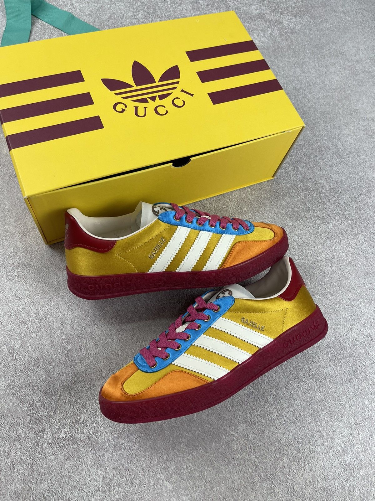 Gucci Adidas × Gucci Gazelle Yellow/White/Red Sneakers Size 37 1/3 Size US 6 / IT 36 - 8 Thumbnail