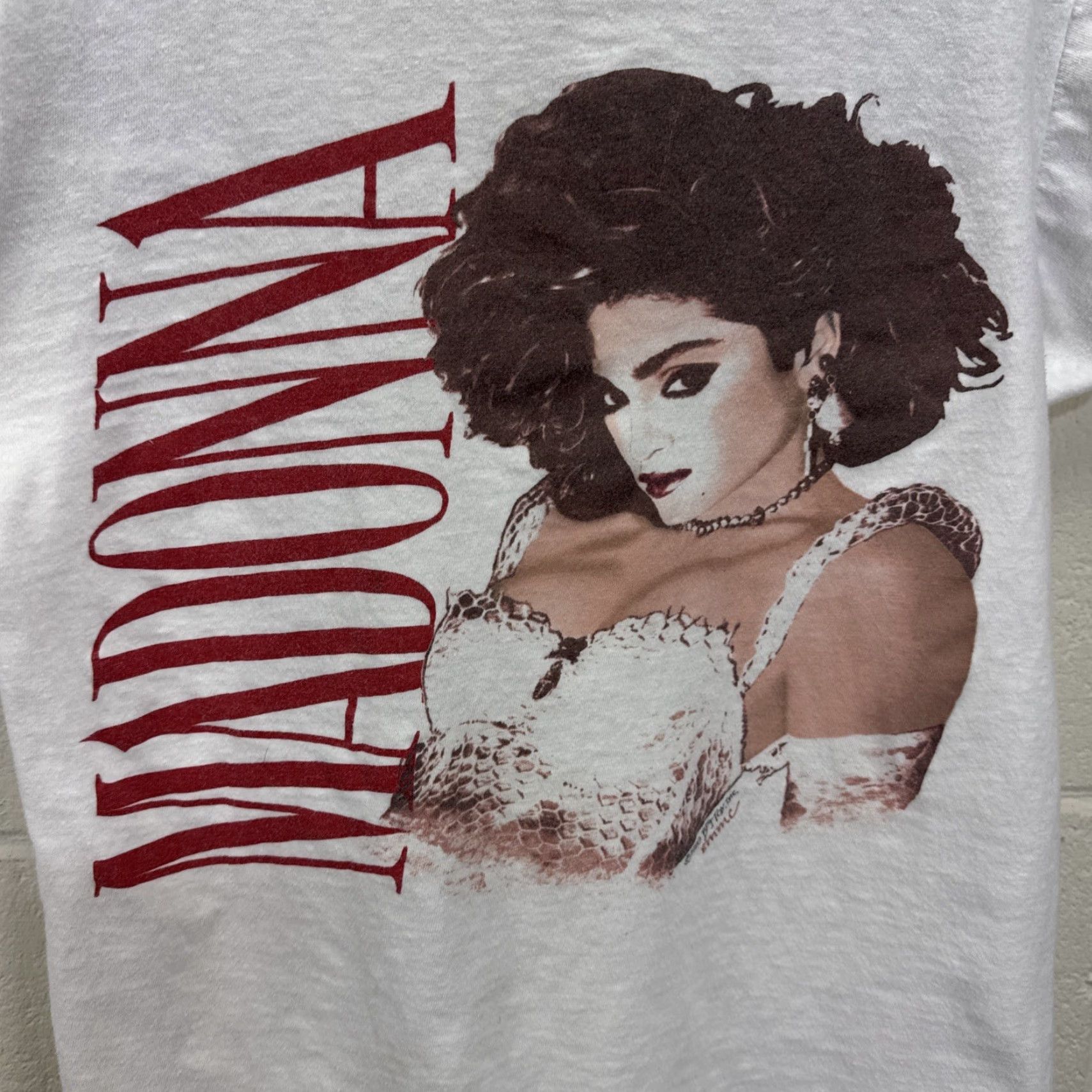 Vintage VINTAGE Madonna Like A Virgin Tour Promo T-shirt USA Made Medium White Screen Stars Unisex Adults Graphic Print 80s 1985 Mens Womens Boys Girls Size US M / EU 48-50 / 2 - 2 Thumbnail
