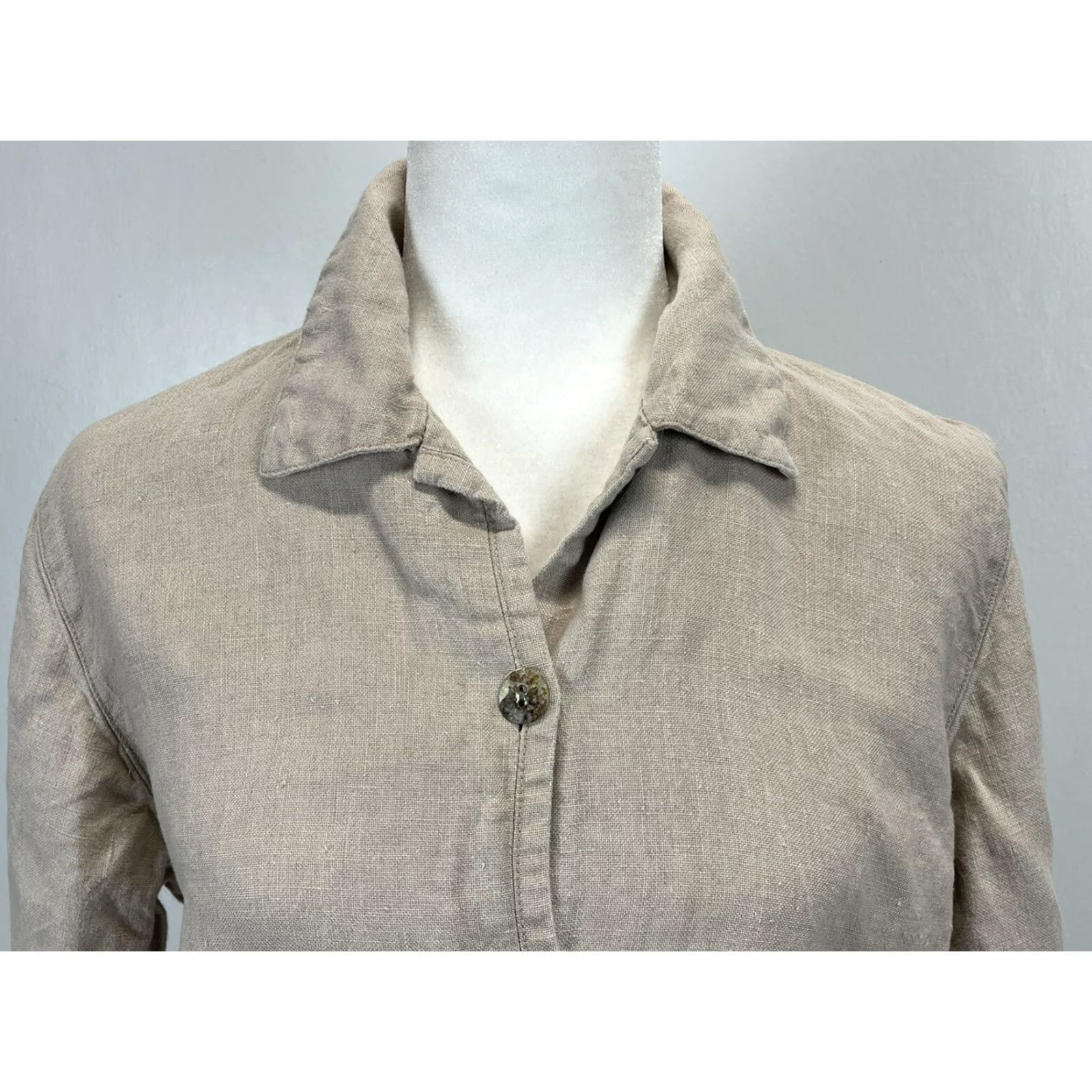 Vintage VINTAGE Chico's Linen Jacket Sz M Tan Beaded Artsy Womens Business Casual Size M / US 6-8 / IT 42-44 - 4 Thumbnail