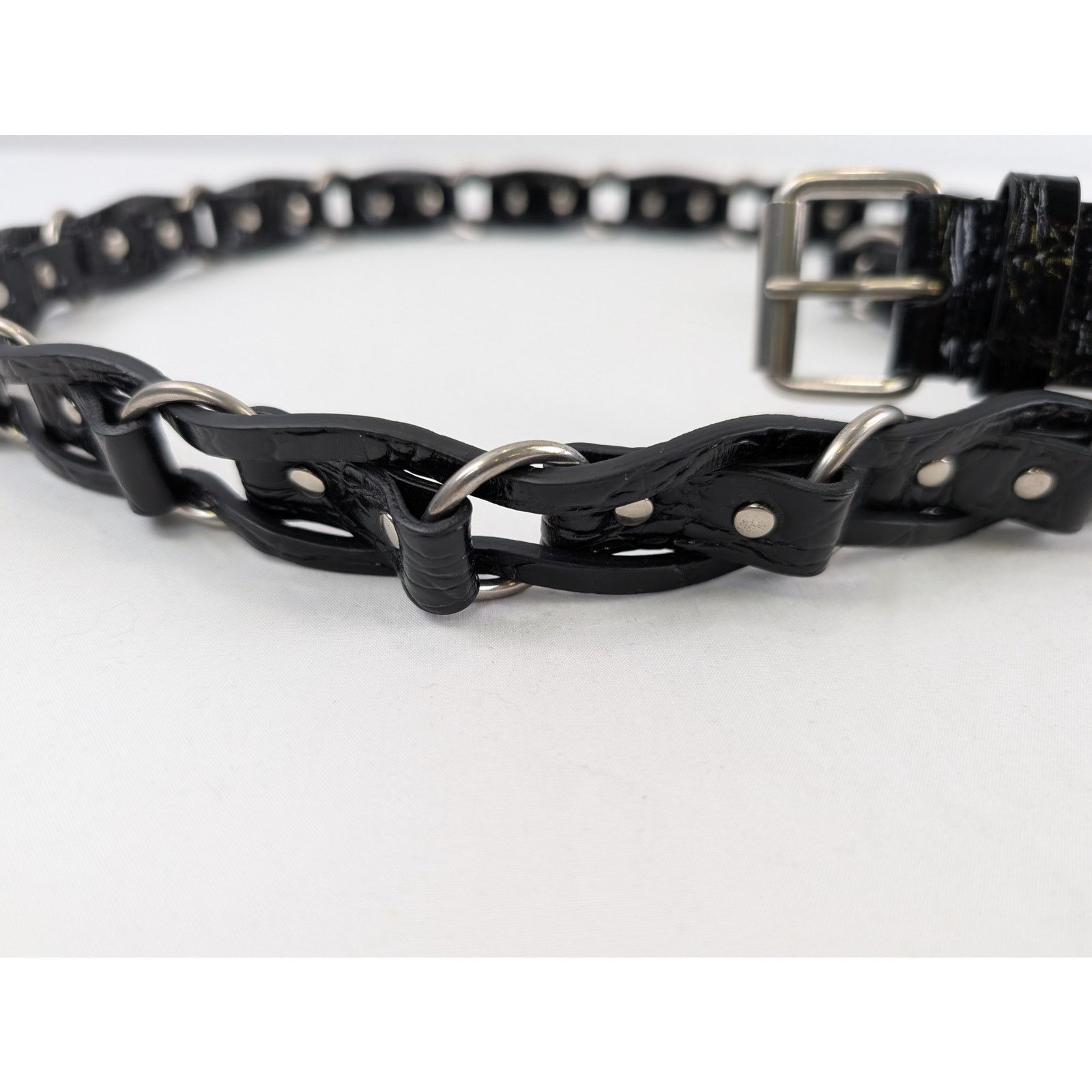Saint Laurent Paris o1rshd1 Q:2 / Size:100/ Motorcycle Buckle Braided Belt Size 40 - 4 Thumbnail