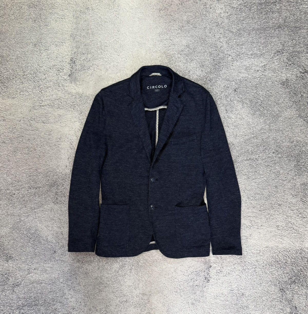 Circolo 1901 Circolo 1911 Men Linen Cotton Blazer EU48 Navy Slim Jacket Size 38R - 2 Thumbnail