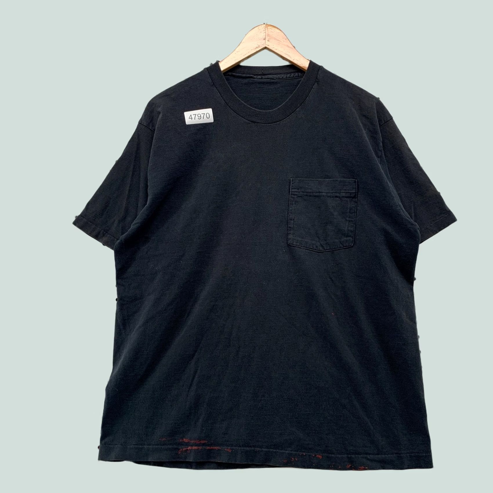 Vintage VINTAGE Black Pocket Shirt Mens XL Distressed Paint Stains Single Stitch Shirt Size US XL / EU 56 / 4 - 1 Thumbnail