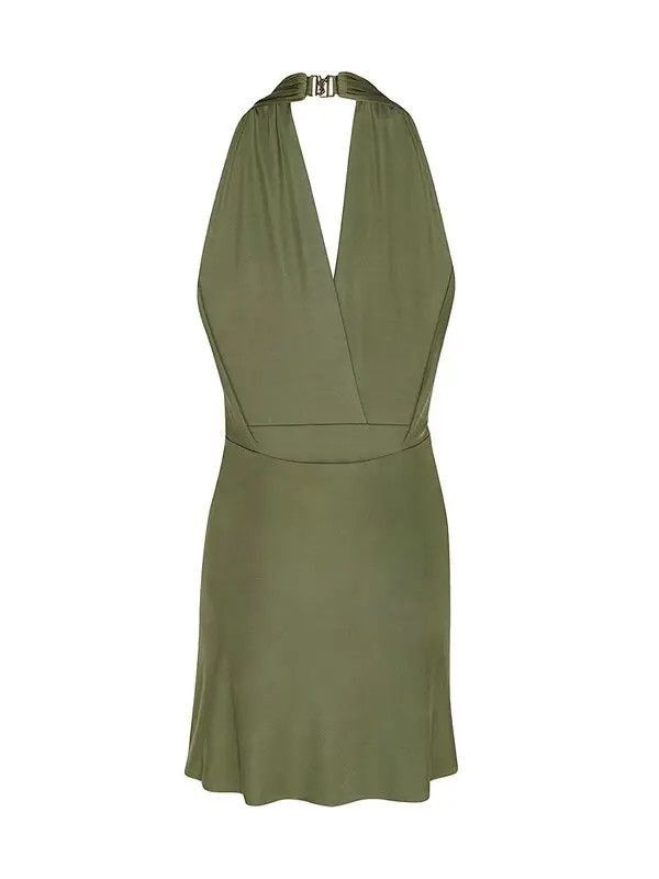 Saint Laurent Paris o1tp1o1224 Backless Dress In Jersey in Khaki Size M / US 6-8 / IT 42-44 - 2 Thumbnail