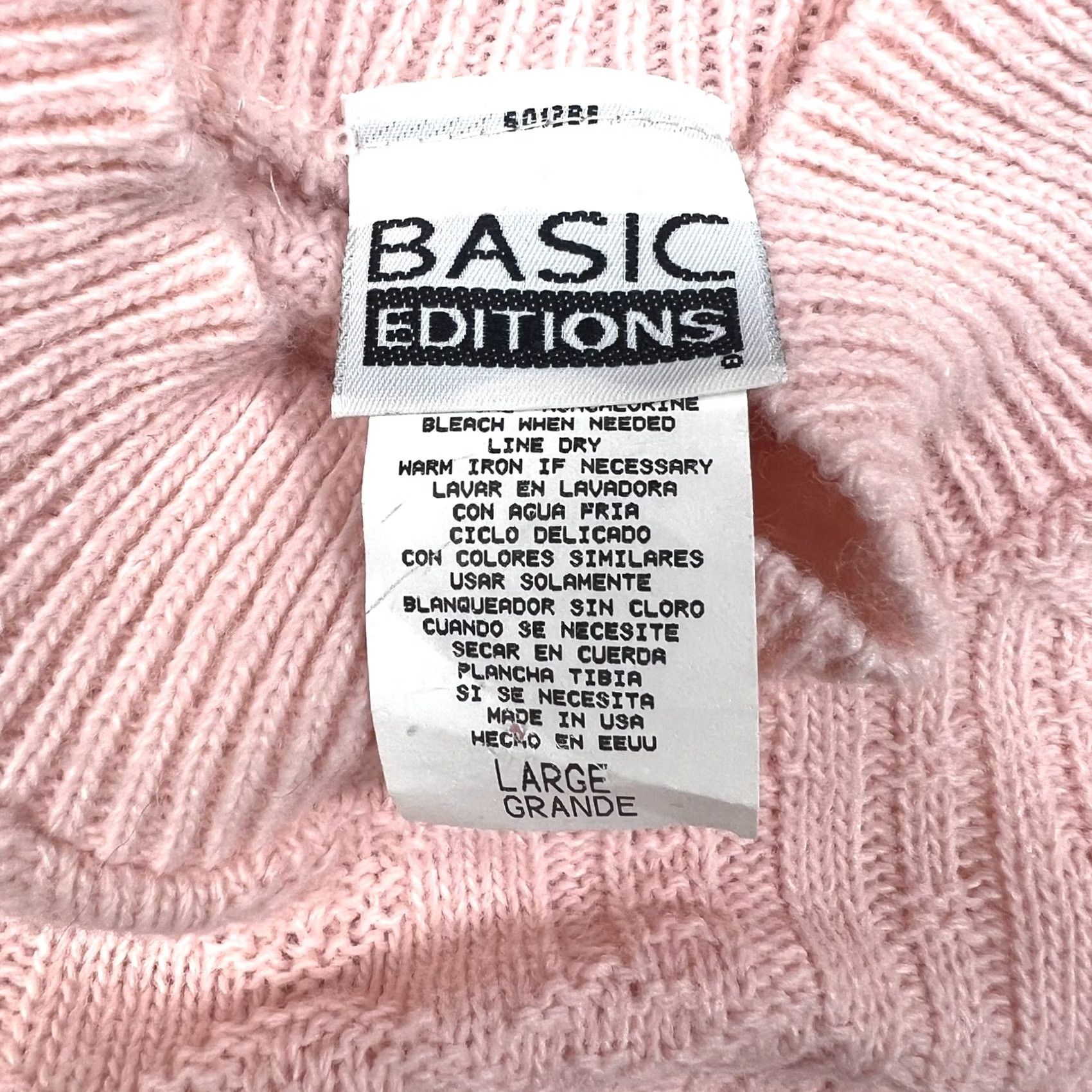 Basic Editions VINTAGE Pink Mockneck Knit Sweater Women L 90s 100% Acrylic Pullover Basic Editions Long Sleeve Size L / US 10 / IT 46 - 2 Thumbnail