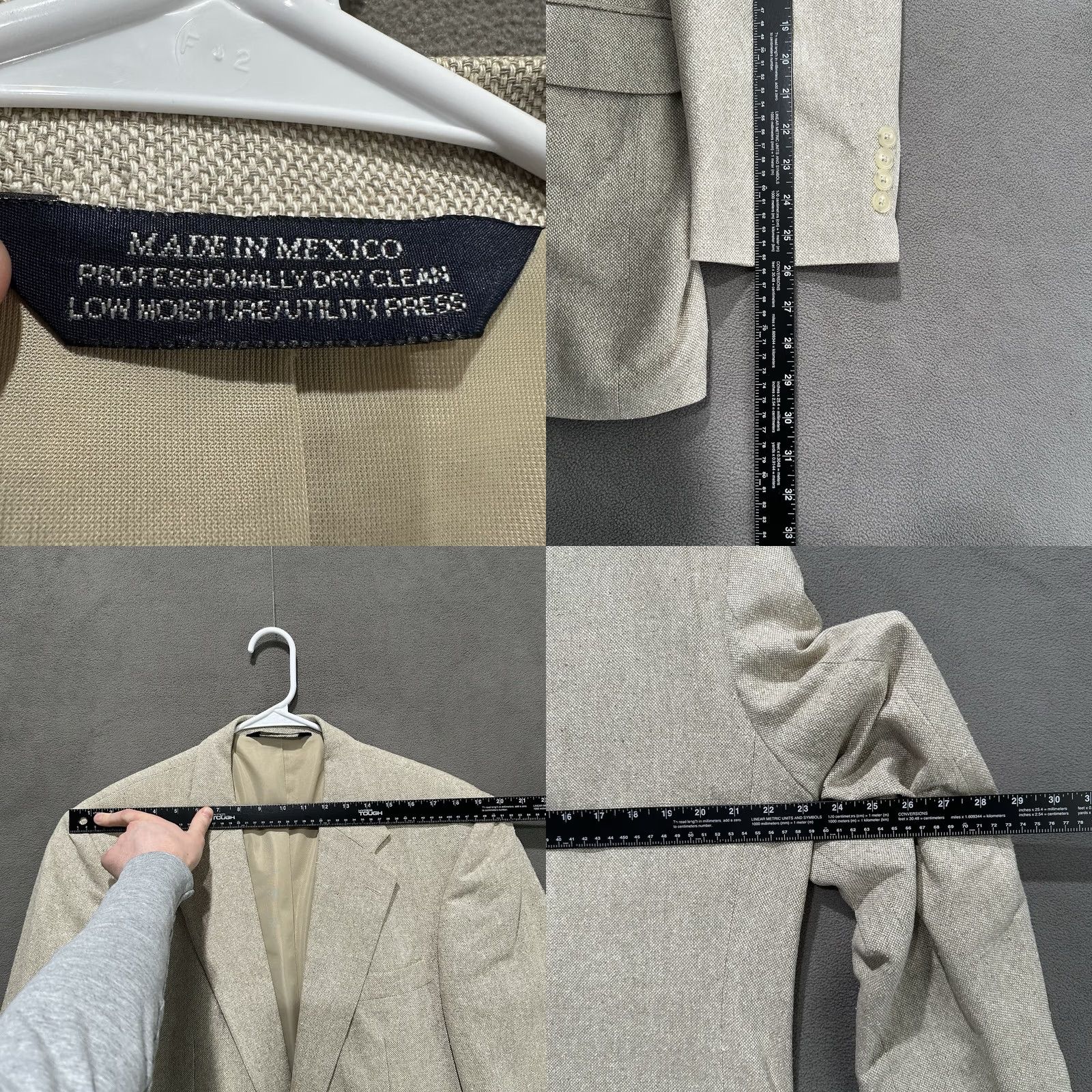 Lands' End VINTAGE Lands' End Blazer Sport Coat Mens 42L Beige Silk Stains GUC Jacket Single-Breasted Two-Button Notch 2 Piece Tailored Regular Mens Size 42R - 8 Thumbnail