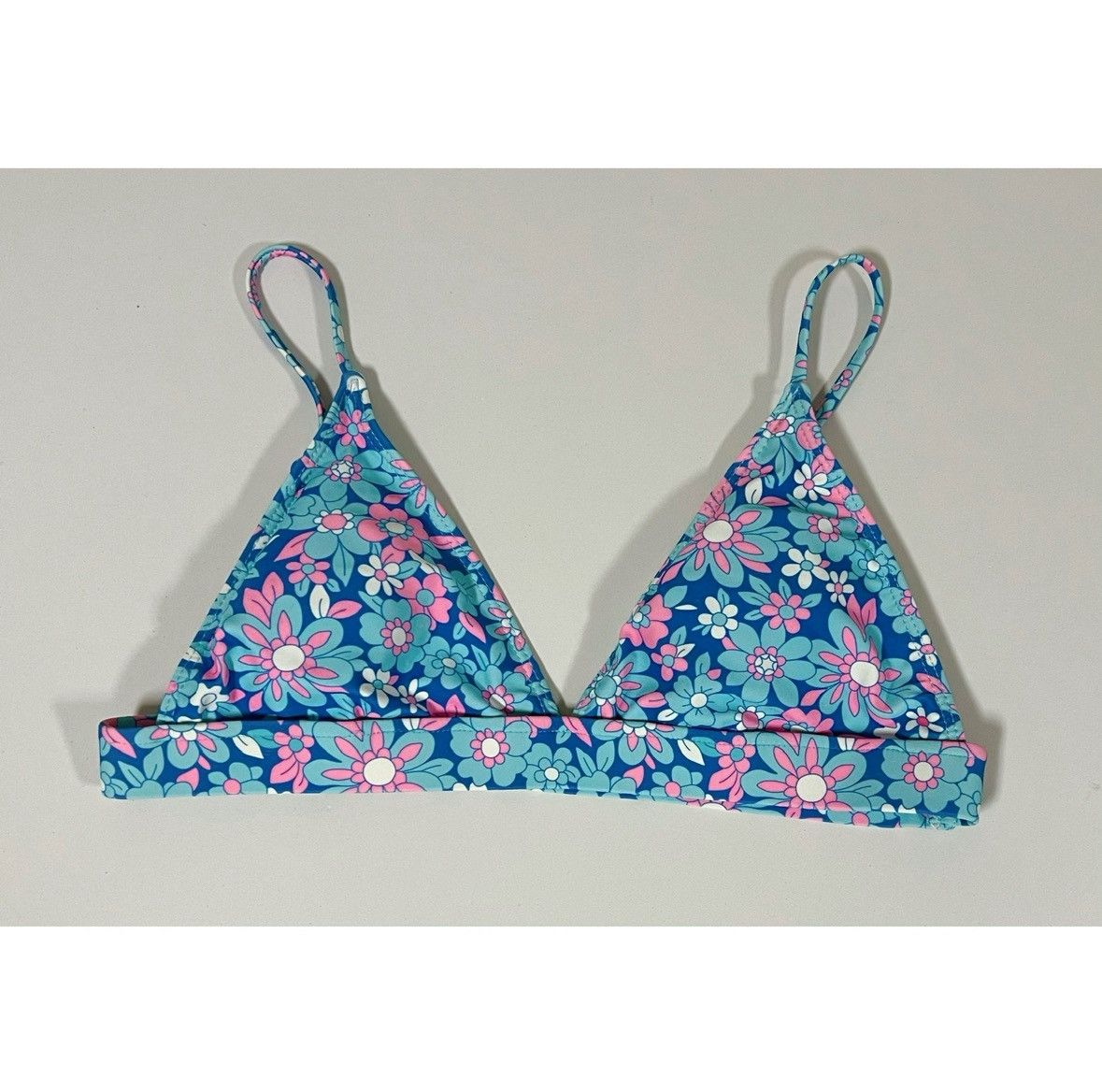 Other Blue Pink Daisy Bikini Top Swimwear Bathing Suit Size L 🩵🩷✨ Size L / US 10 / IT 46 - 2 Thumbnail