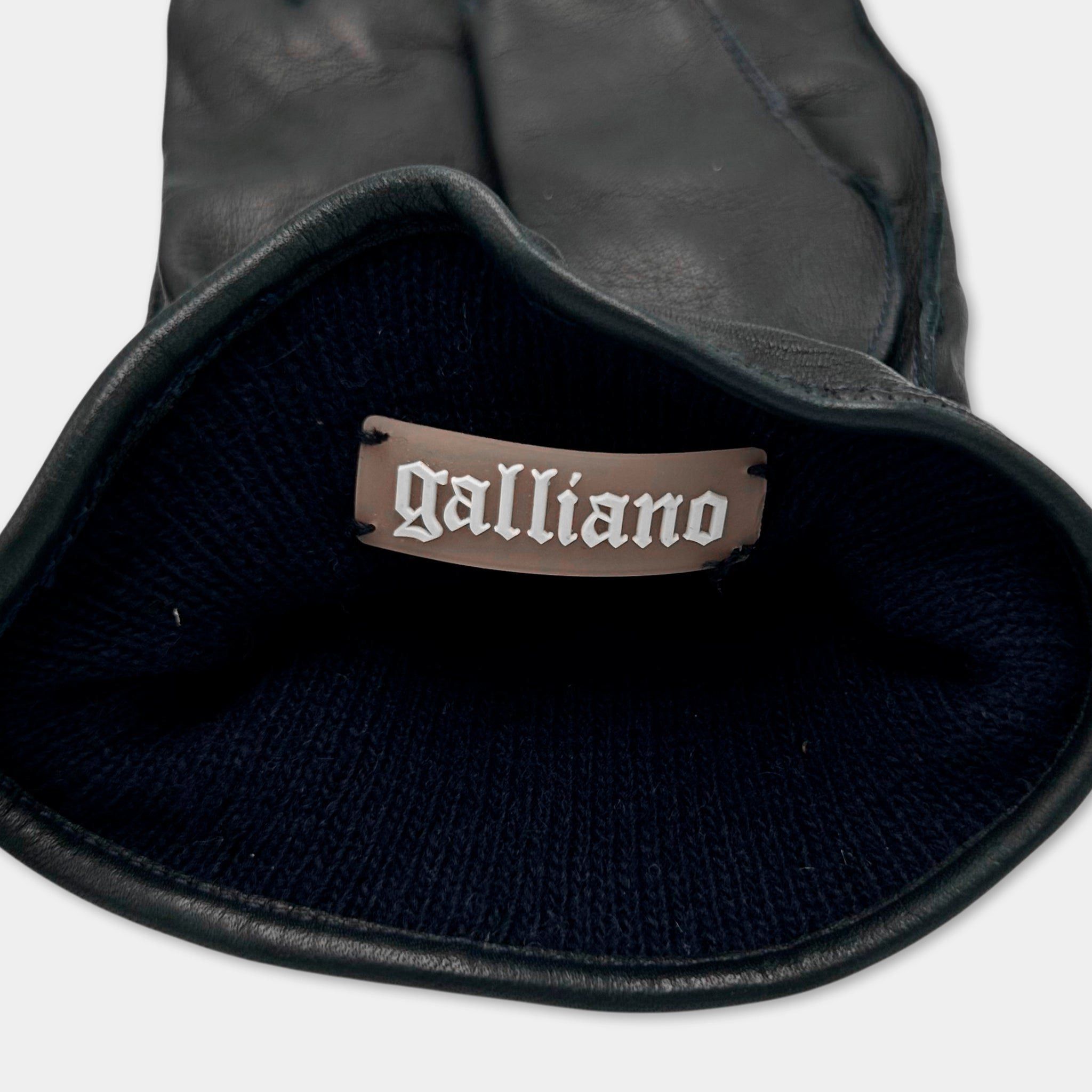 John Galliano Galliano Black Leather Gloves Size ONE SIZE - 4 Thumbnail