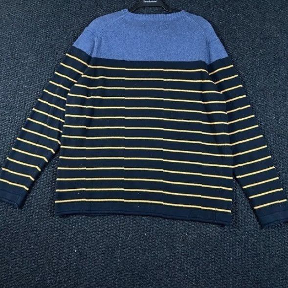 Springfield Springfield Sweater Navy Blue Striped Crewneck XL Mens Knit Pullover Casual Classic All Seasons Cotton Knit Navy Blue Size US XL / EU 56 / 4 - 3 Thumbnail