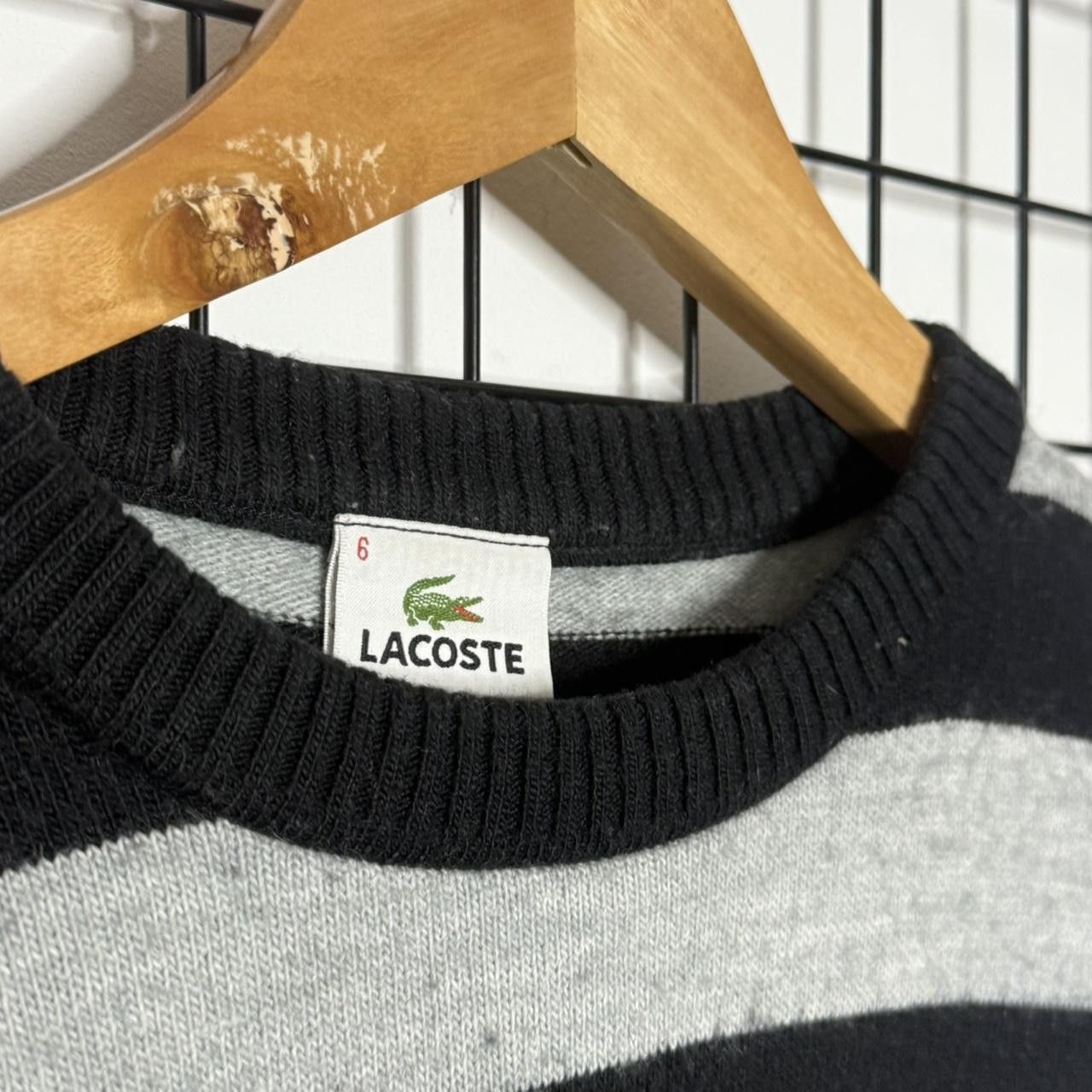 Lacoste Lacoste Lana Wool Jumper Striped Black Grey Size US L / EU 52-54 / 3 - 5 Thumbnail