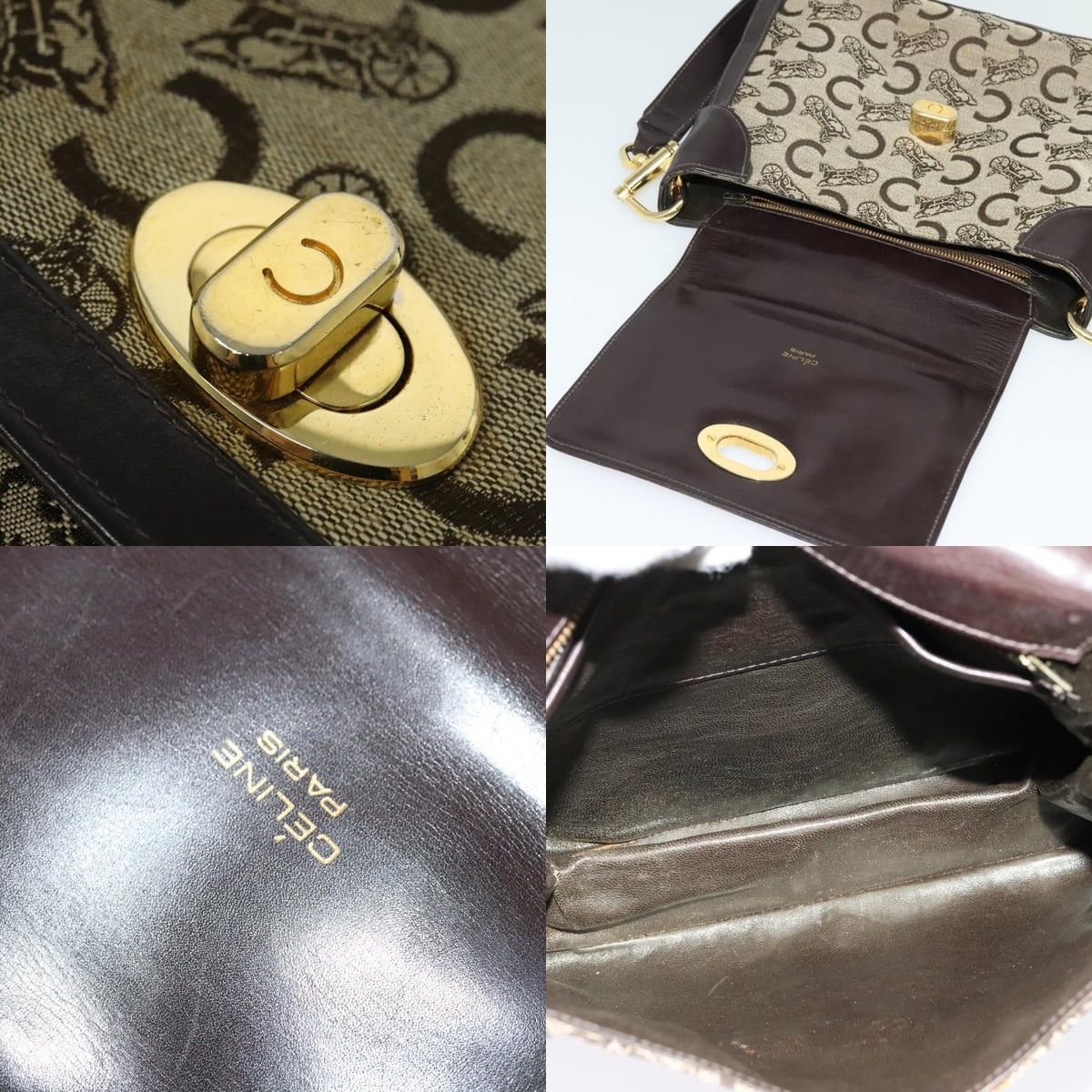 Celine CELINE C Sulky Shoulder Bag Canvas Beige Gold Size ONE SIZE - 11 Thumbnail