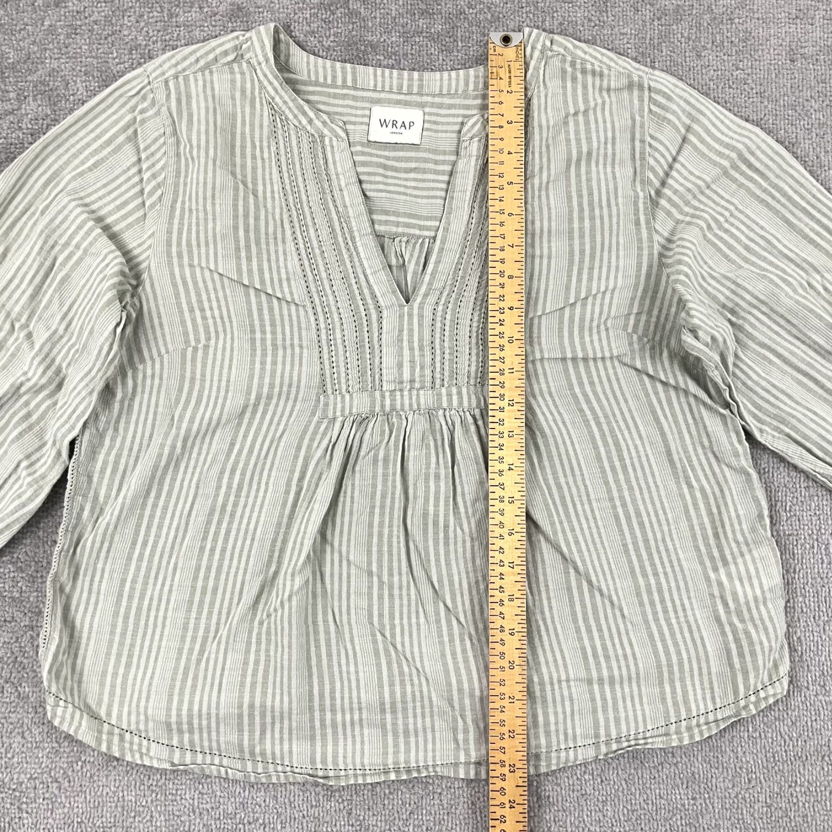 Vintage VINTAGE Wrap London Blouse Top Womens UK 14 US 10 Striped Cotton Casual Summer Spring 2020s Size L / US 10 / IT 46 - 4 Thumbnail