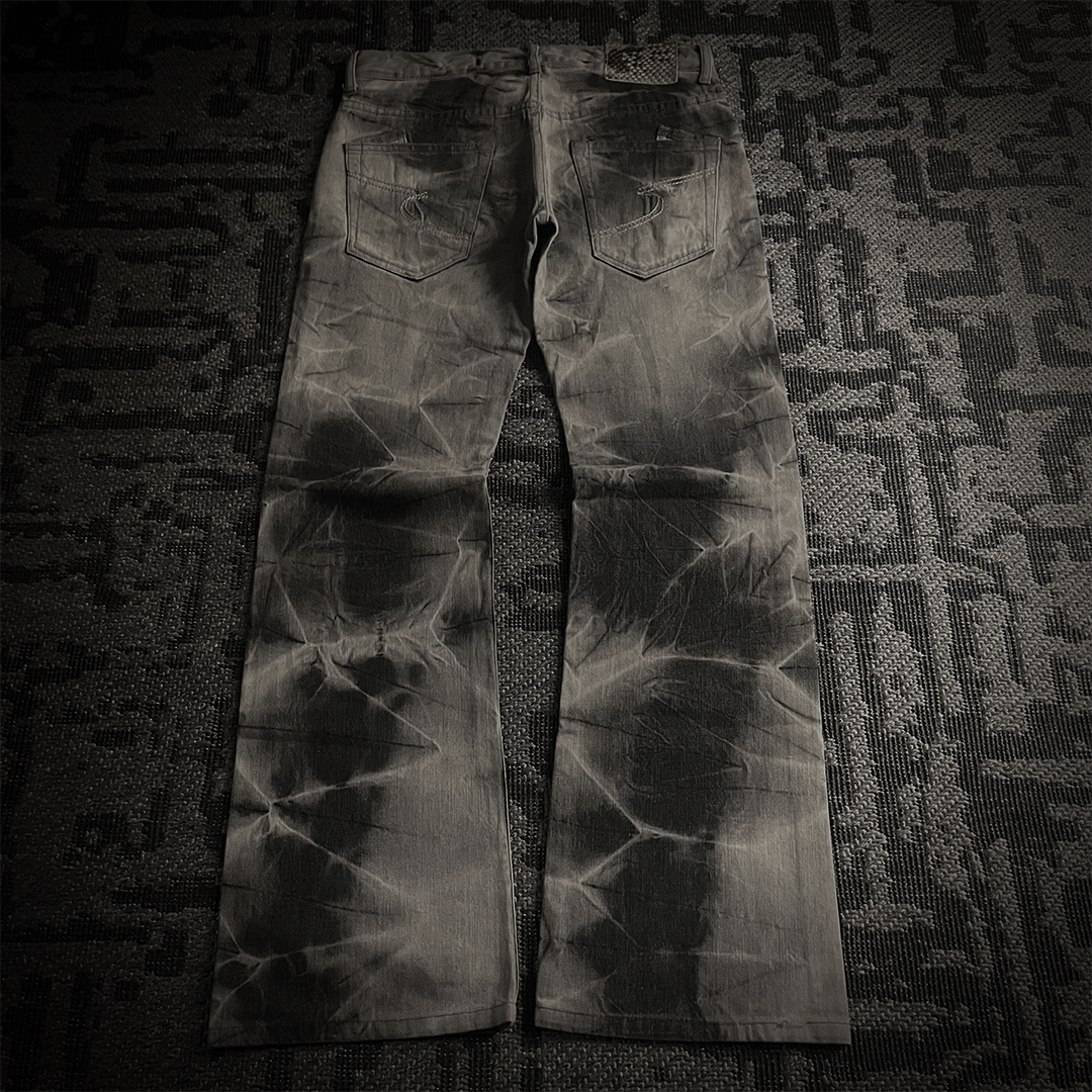Japanese Brand Semantic Design Tie dye Studded Distressed Flared Denim Size US 31 - 5 Thumbnail