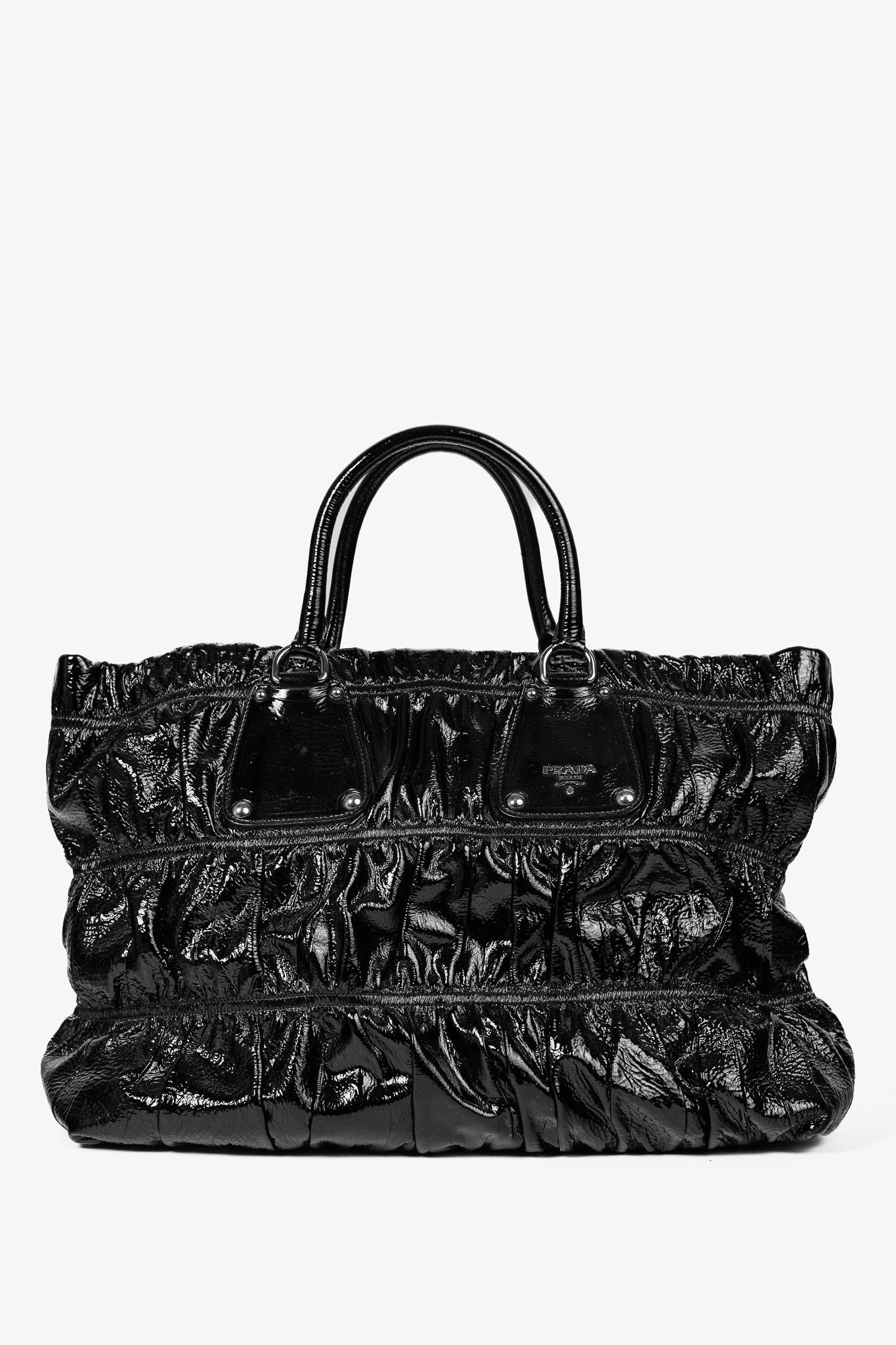 Prada Prada Nero Vernice Gaufre Leather Tote Size ONE SIZE - 1 Thumbnail