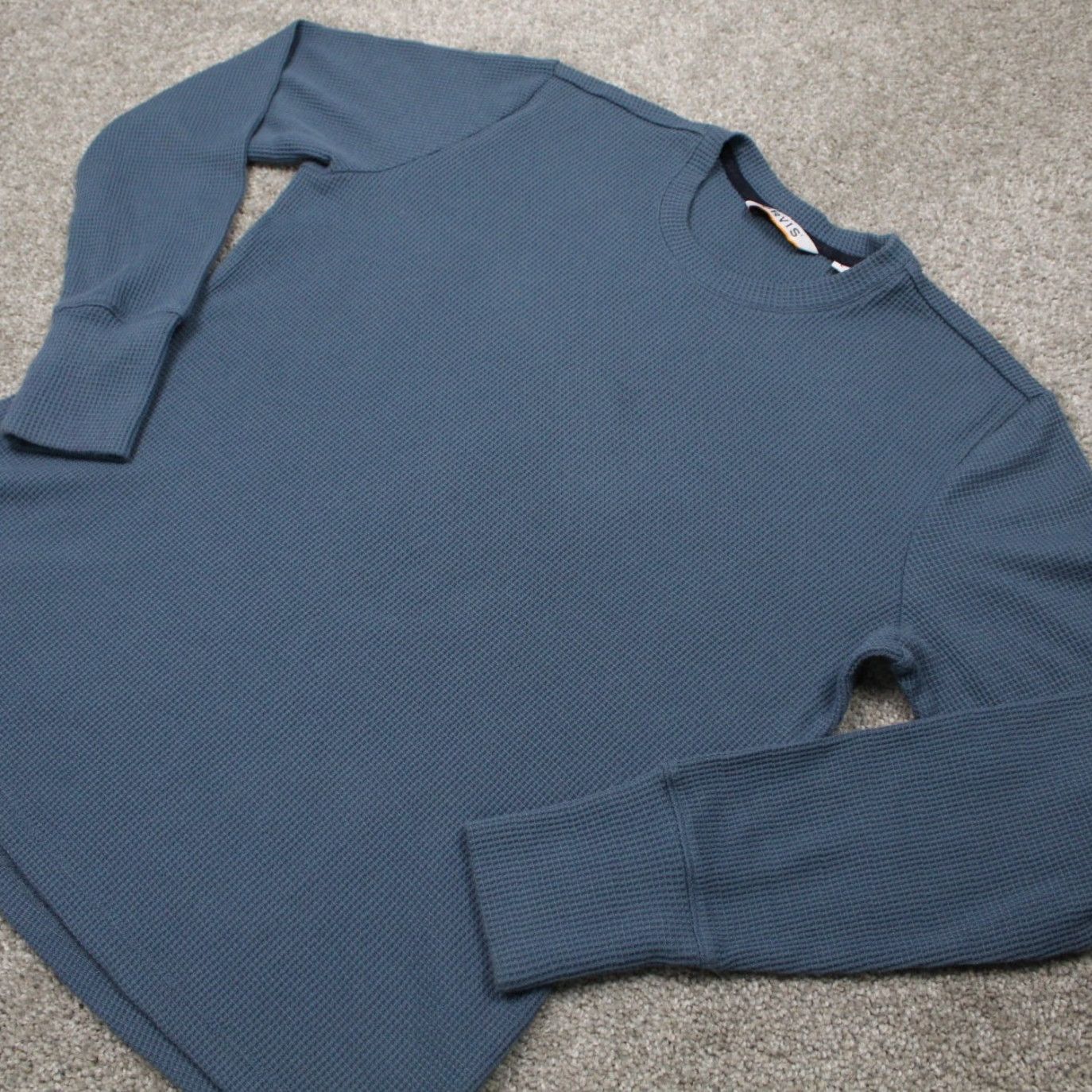 Orvis Orvis Shirt Mens Large Blue Waffle Knit Cotton/Polyester Long Sleeve Pullover Size US L / EU 52-54 / 3 - 4 Thumbnail