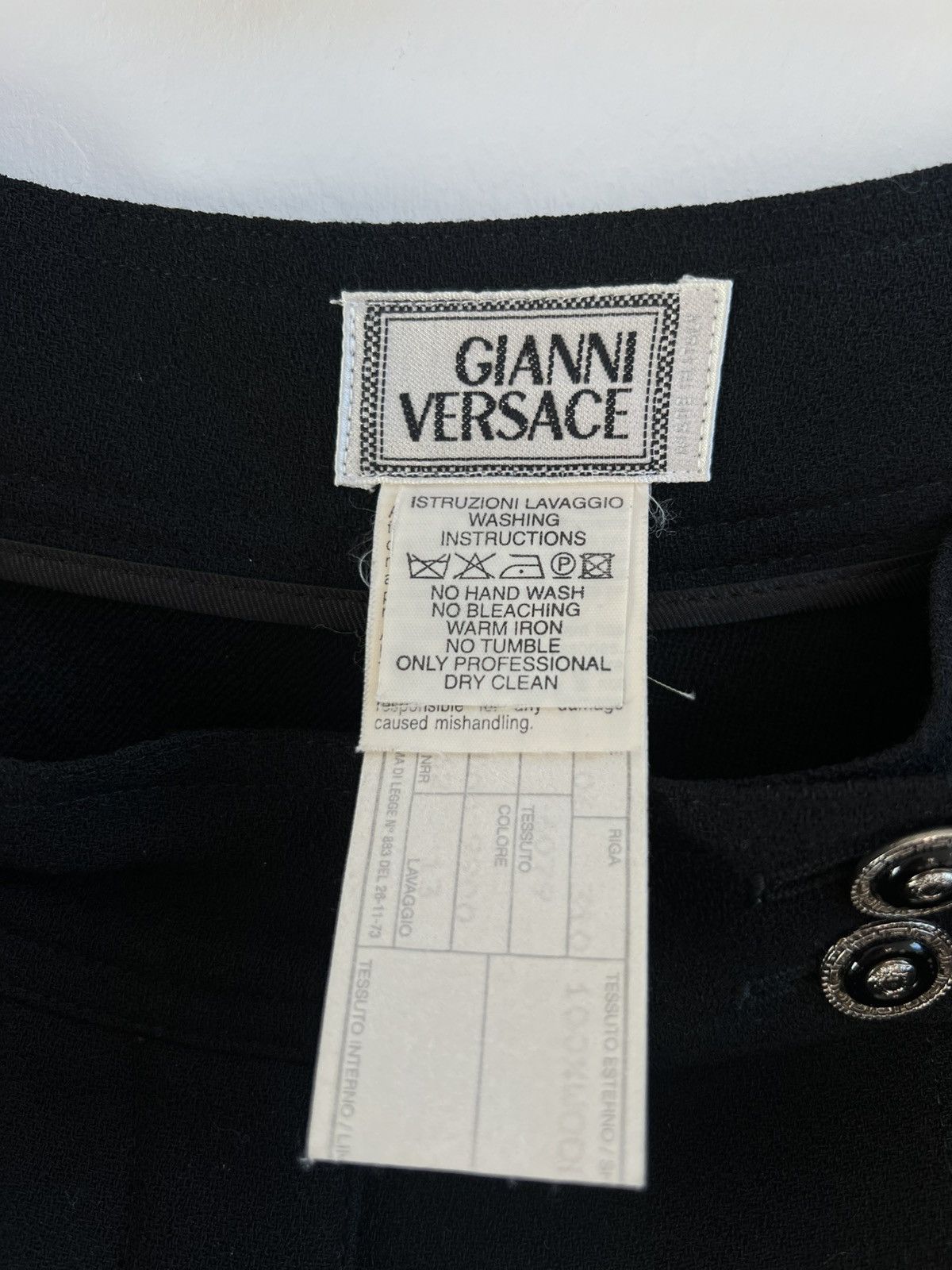 Versace Vintage Gianni Versace Wool Trousers Logo Button Detail Size 28" / US 6 / IT 42 - 6 Thumbnail