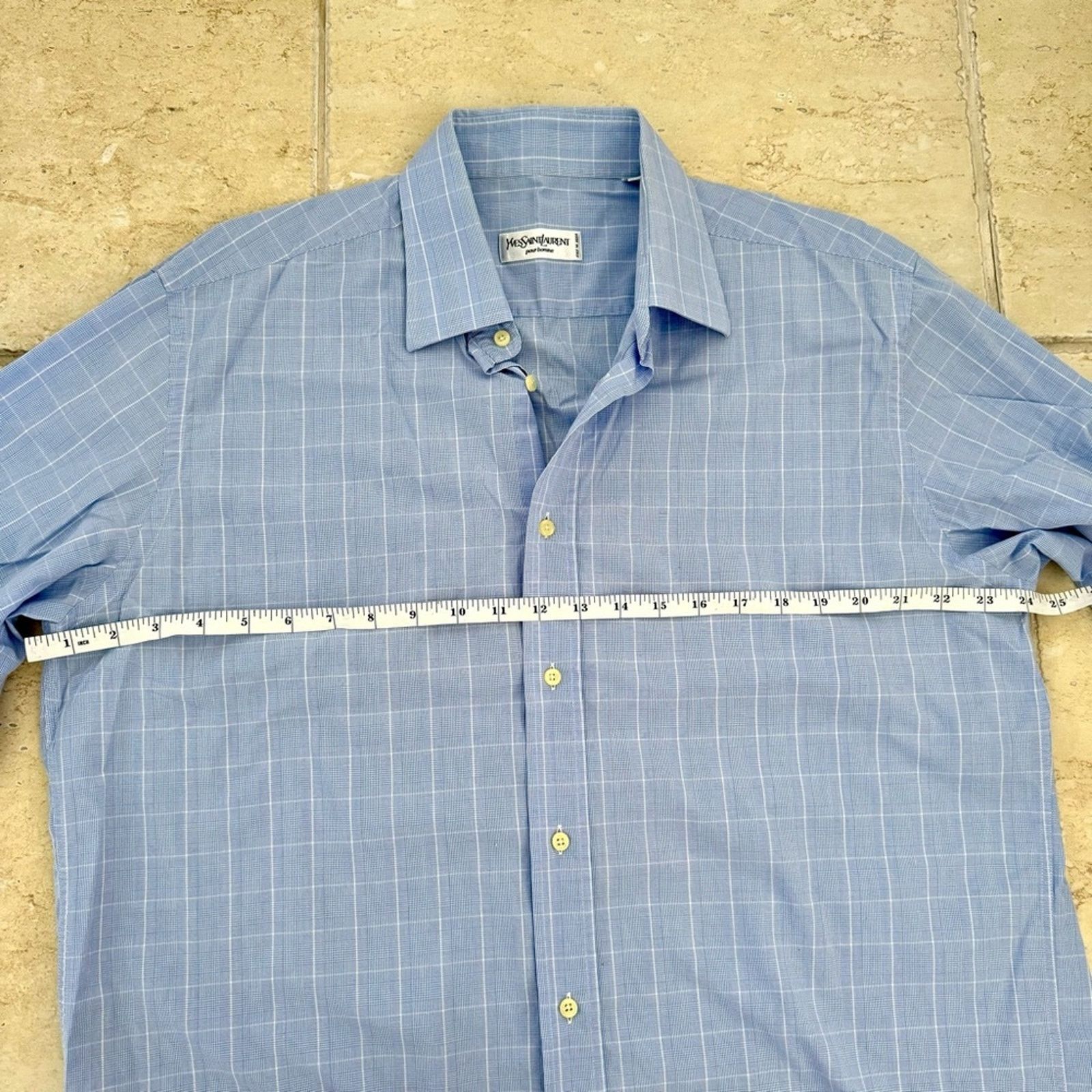 Yves Saint Laurent Yves Saint Laurent Long Sleeve Shirt, Blue, Size 17 1/2, 44 Size US XL / EU 56 / 4 - 5 Thumbnail
