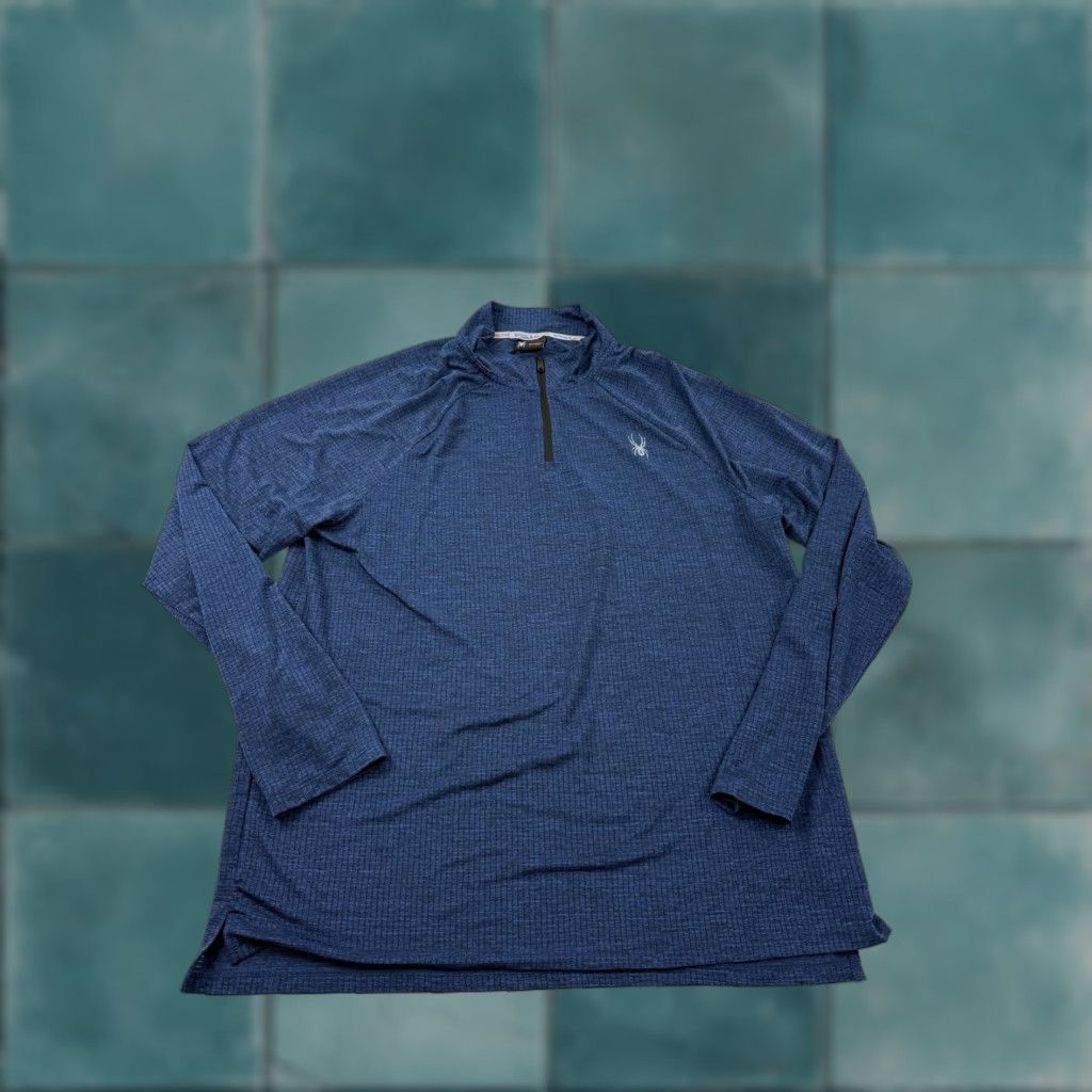 Spyder Spyder Active Pullover Mens XL Blue Quarter Zip Long Sleeve Shirt Athletic Size US XL / EU 56 / 4 - 1 Thumbnail