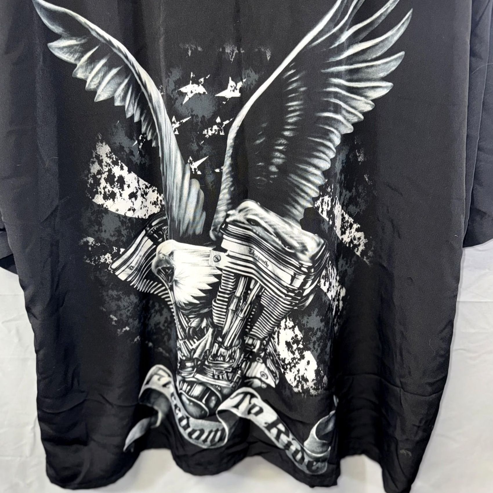 Vintage VINTAGE Dragonfly Roadhouse Shirt Mens 5XL Black Camp Button Up Eagle Motorcycle Biker Size US XXL / EU 58 / 5 - 3 Thumbnail