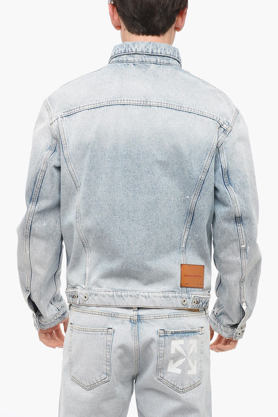 Heron Preston HERON PERSTON blue distressed paint splatter denim jacket L Size US L / EU 52-54 / 3 - 3 Thumbnail