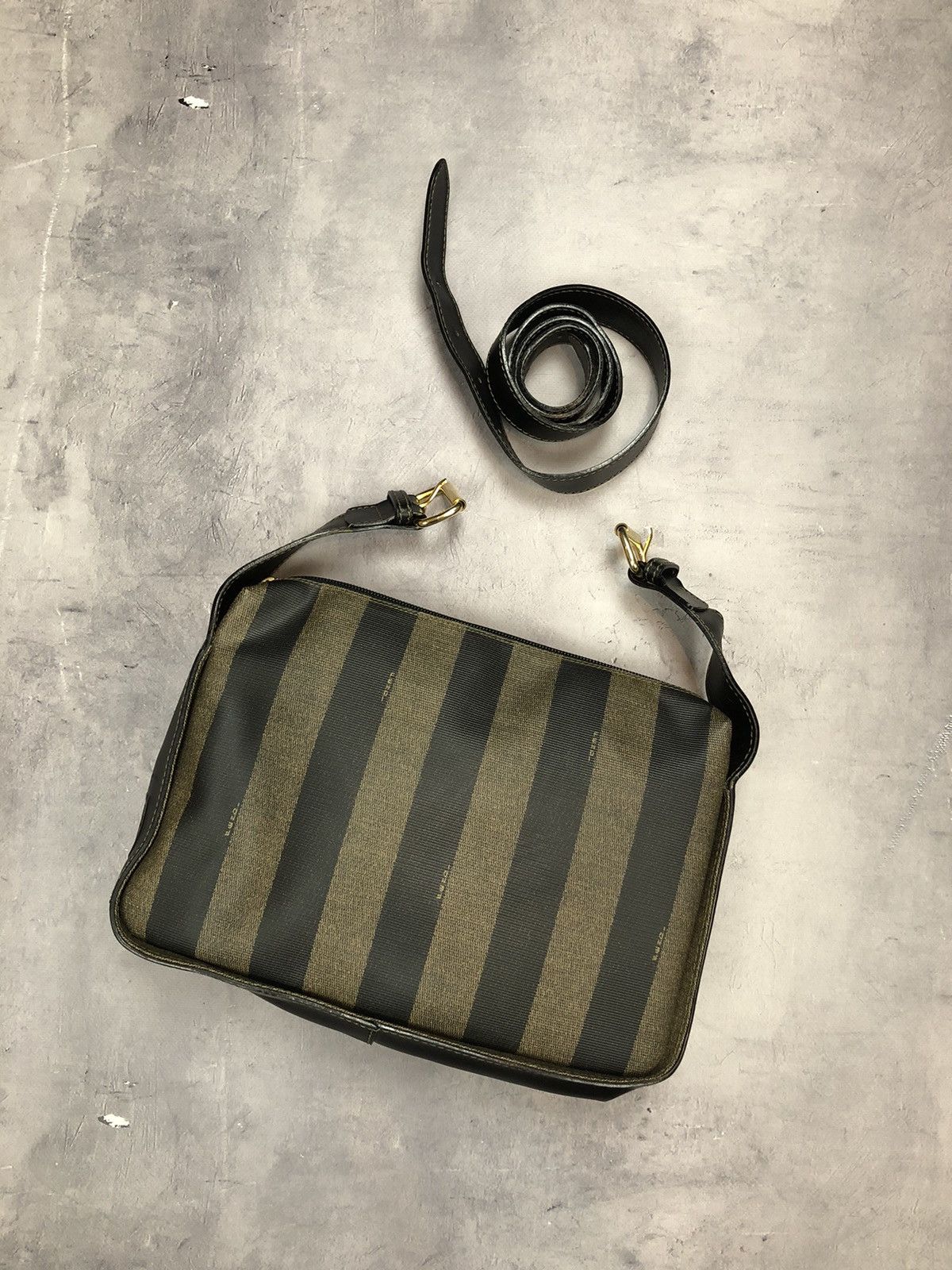 Fendi Fendi Vintage Pequin Stripe Crossbody Bag Brown Size ONE SIZE - 4 Thumbnail
