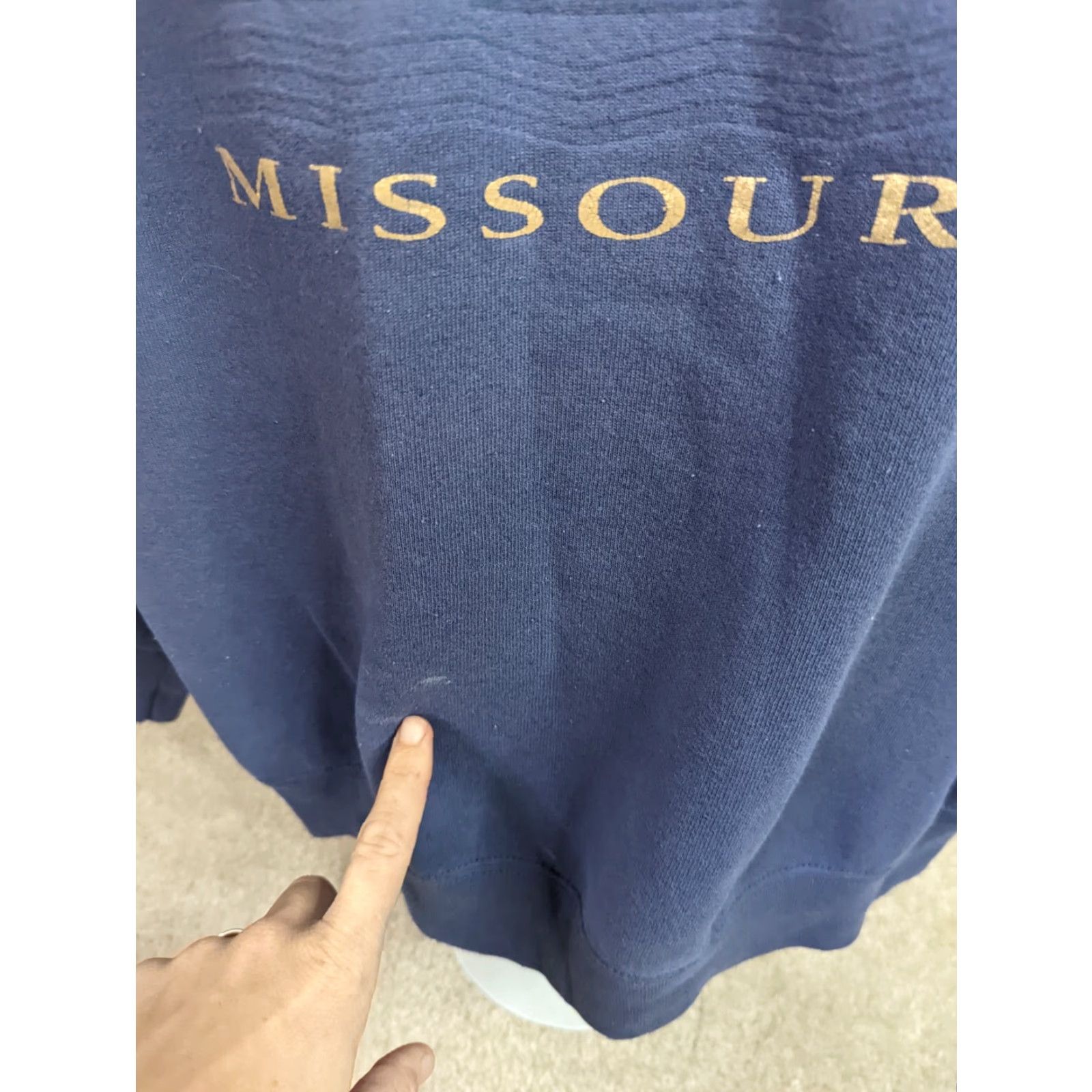 Fruit Of The Loom VINTAGE Fruit of the Loom Sweatshirt Missouri Blue Crewneck XL Mens 90s Souvenir Embroidered Logo Pullover Size US XL / EU 56 / 4 - 2 Thumbnail