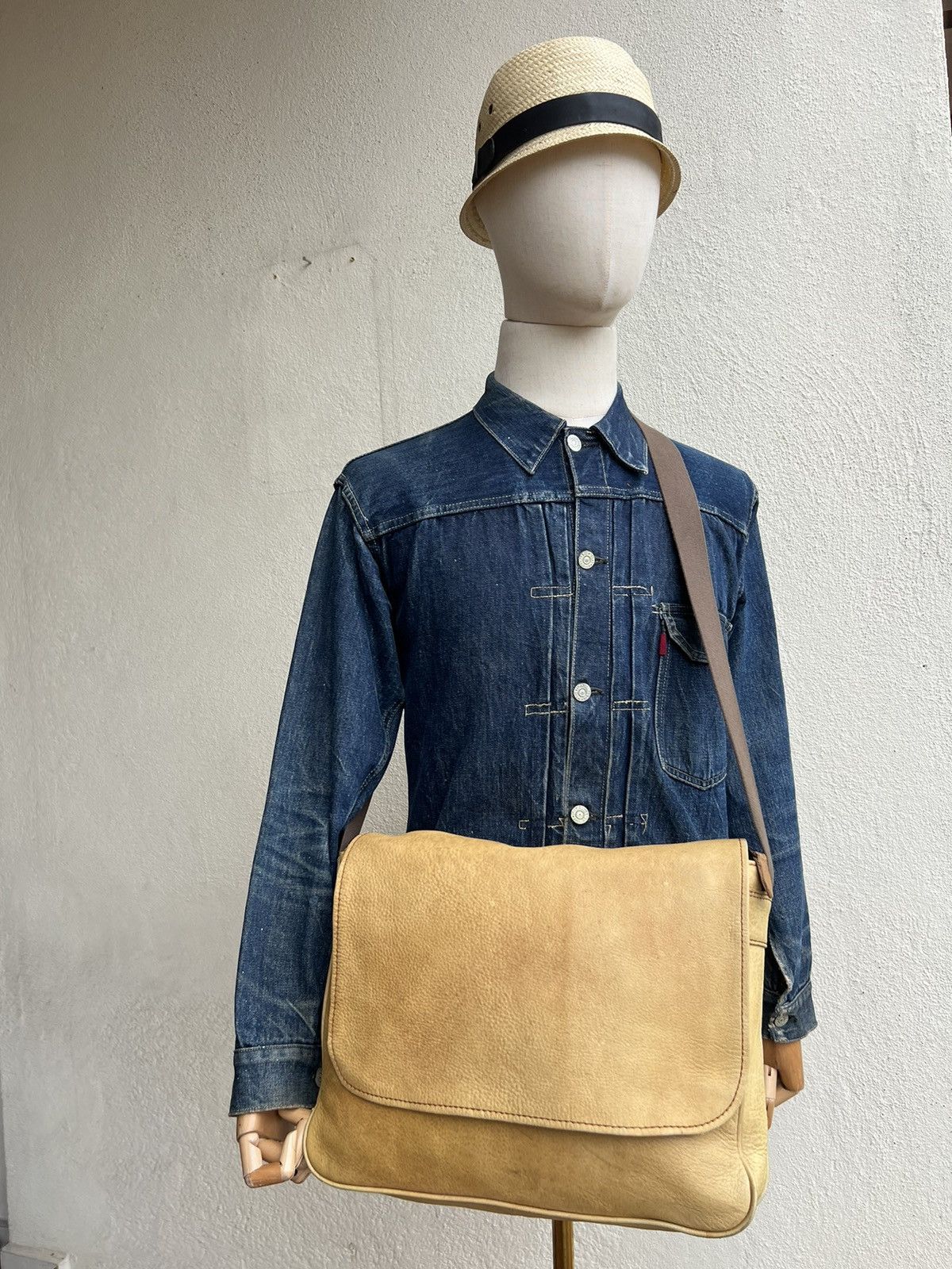 Leather Vintage Japanese Patina Leather Messenger Bag Size ONE SIZE - 2 Thumbnail