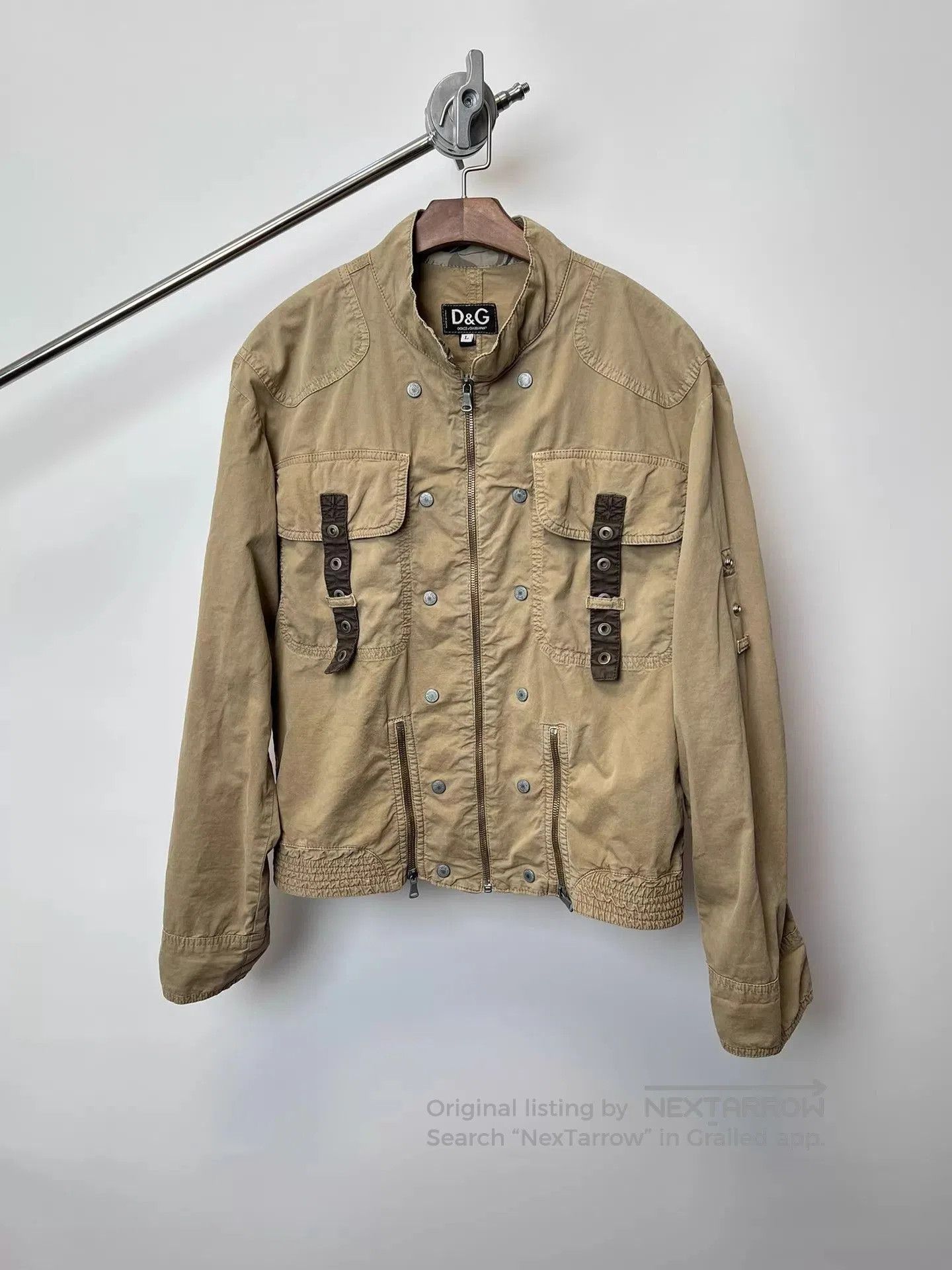 Dolce & Gabbana Beige Zip-Front Utility Bomber Jacket. Size US L / EU 52-54 / 3 - 1 Thumbnail