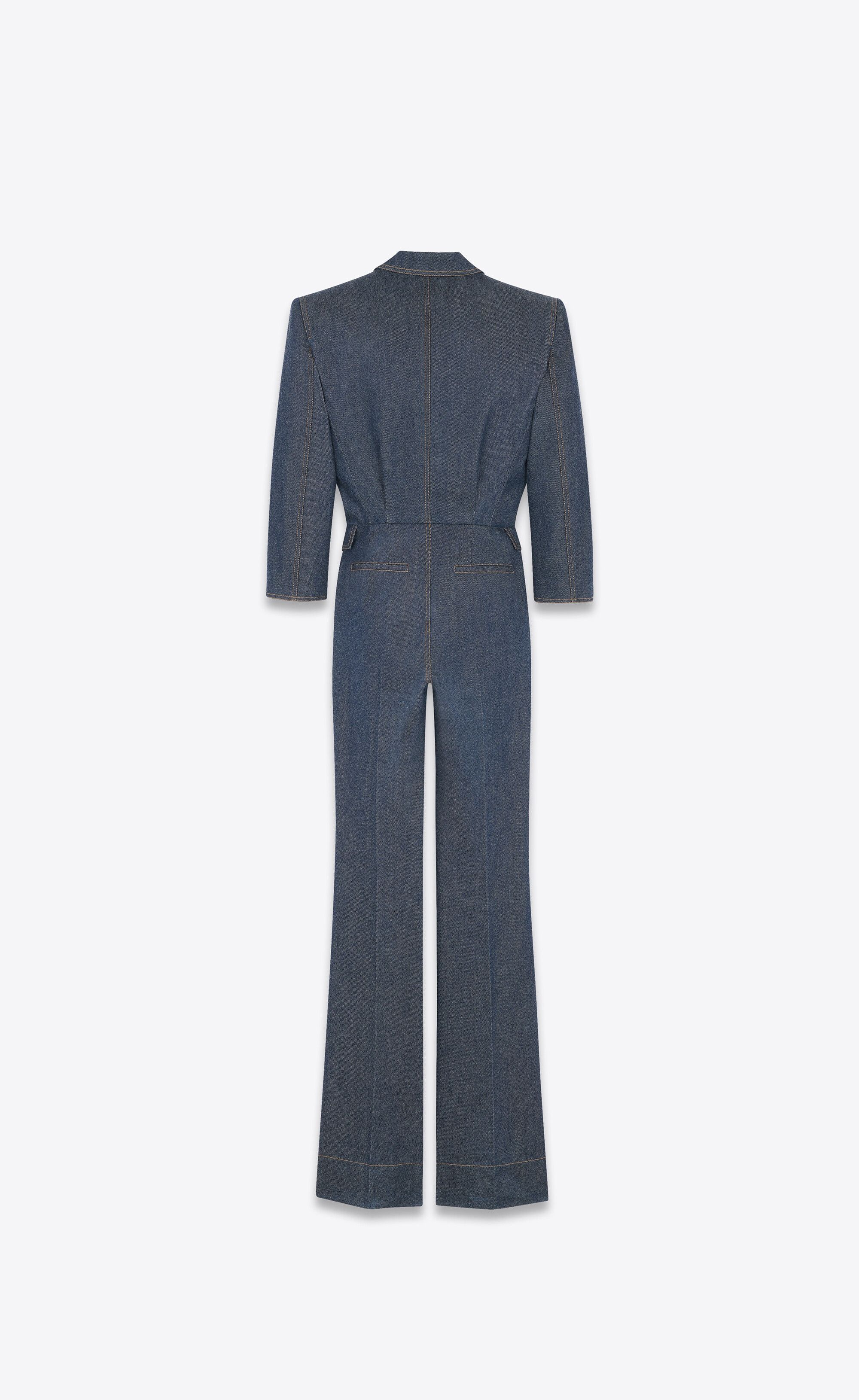 Saint Laurent Paris o1bcso1str0125 Tailored Jumpsuit in Deep Blue Size M / US 6-8 / IT 42-44 - 2 Thumbnail