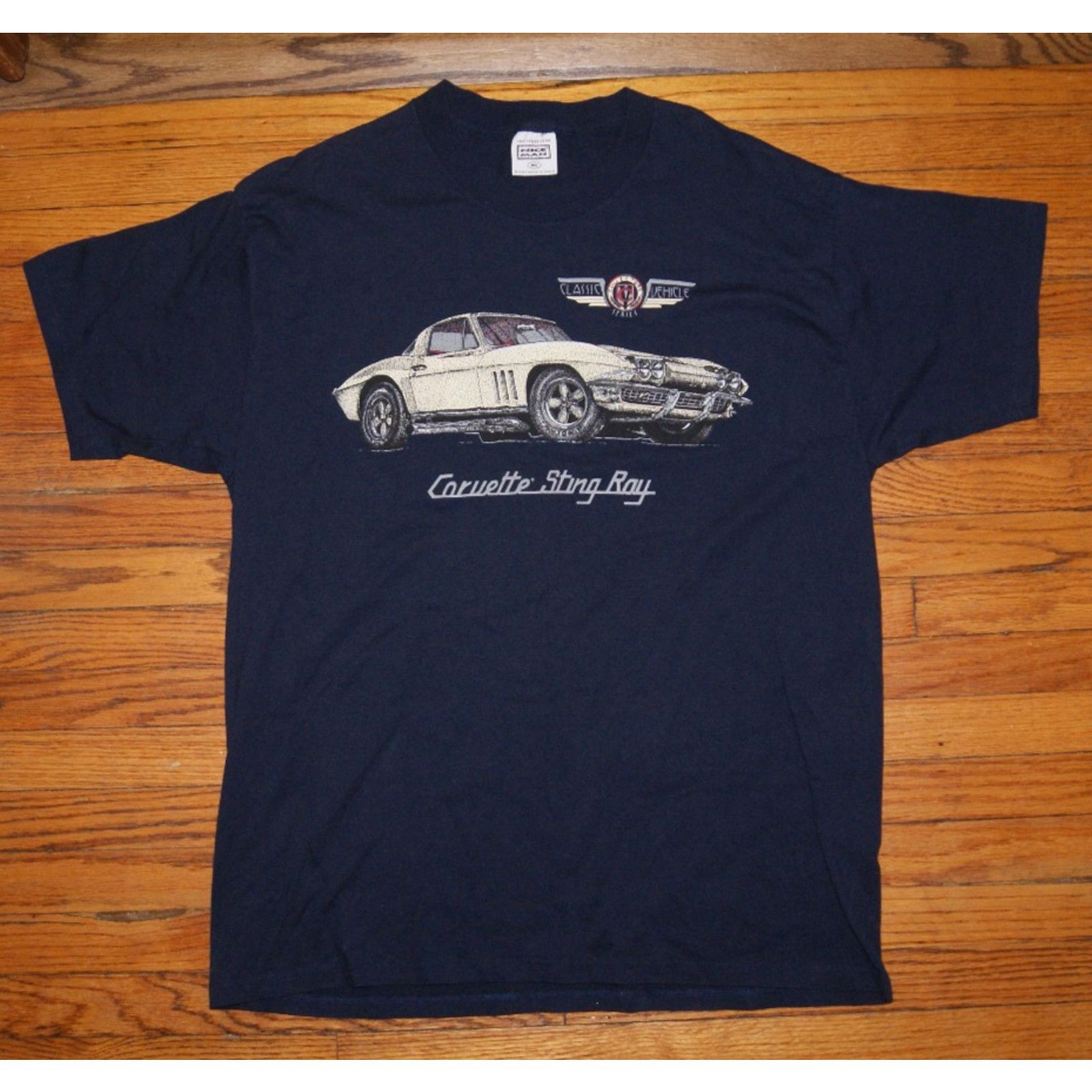 Vintage VTG Corvette Sting Ray Classic Cars Mens XL Blue T-Shirt USA Size US XL / EU 56 / 4 - 2 Thumbnail