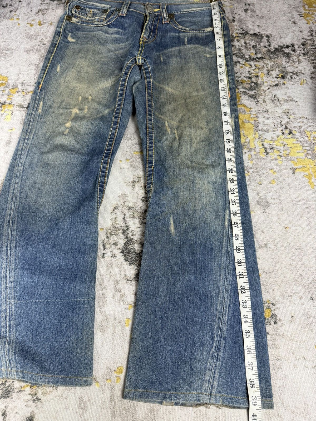 Tornado Mart Vintage True Religion Joey Big T Flared Distressed Jeans Size US 33 - 7 Thumbnail