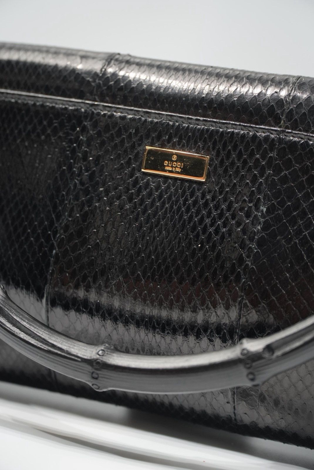 Gucci Gucci by Tom Ford Black Python Bamboo Top Handle Bag Size ONE SIZE - 7 Thumbnail