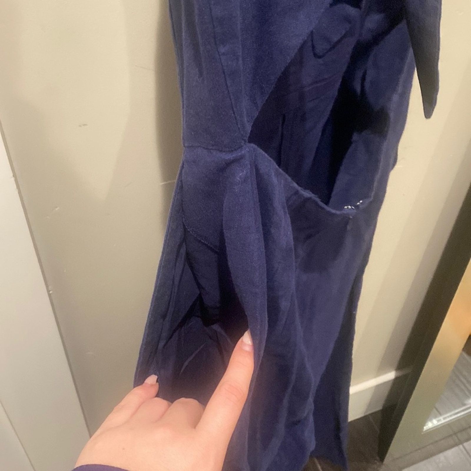 Other PURE NAVY Cropped Tie-Back Linen Jumpsuit Blue L Size 34" / US 12 / IT 48 - 5 Thumbnail