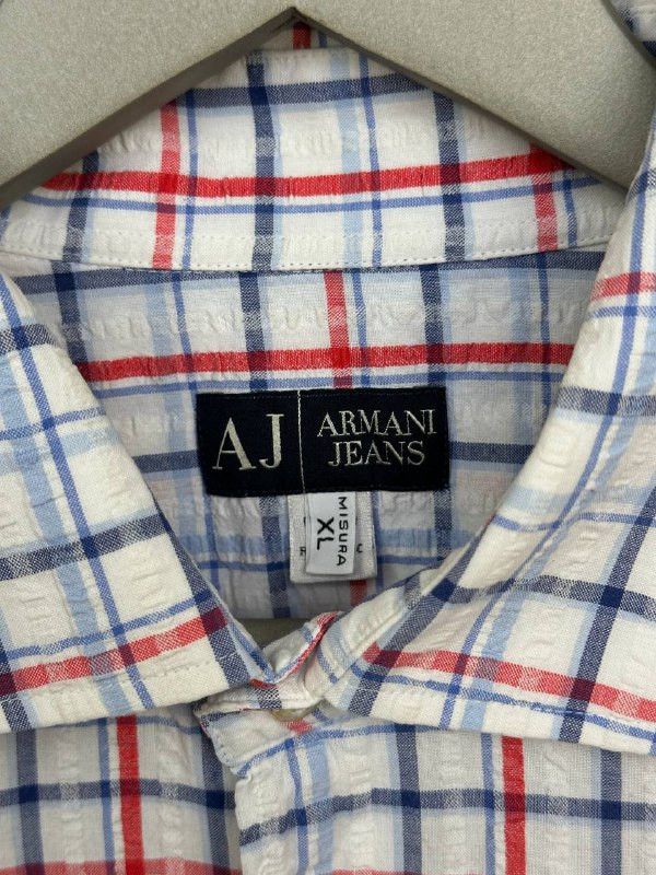 Giorgio Armani Armani Jeans Vintage Check Button Up Shirt Textured Pattern Size US XL / EU 56 / 4 - 11 Thumbnail