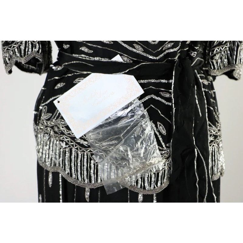 Vintage Vintage 1980s Black Silver Sequin Beaded Top Skirt Medium Size M / US 6-8 / IT 42-44 - 10 Thumbnail