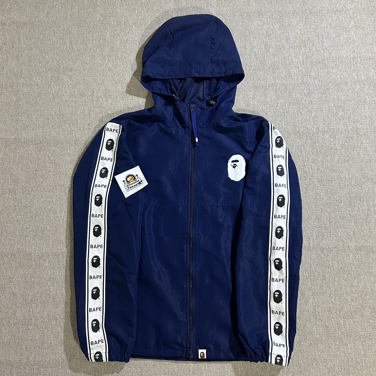 image of Bape Tape Hoodie Jacket in Navy, Men's (Size Medium)