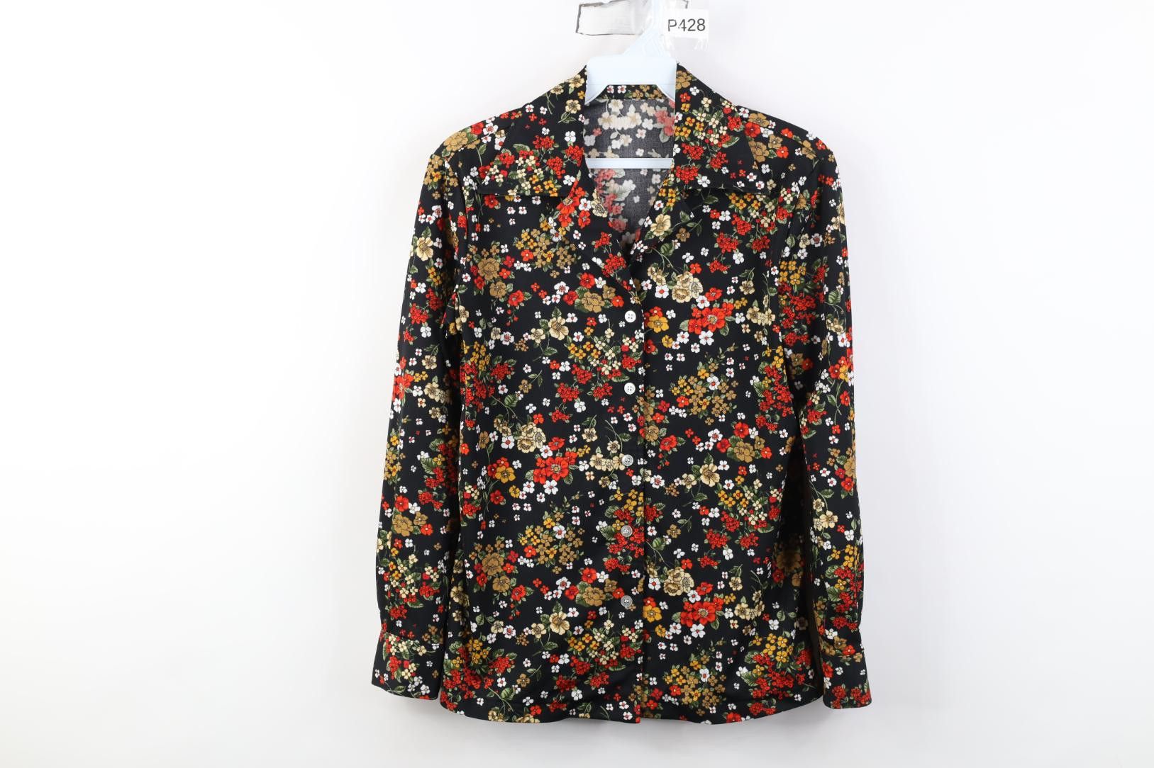 Vintage Vintage 60s 70s Mid Century Modern MCM Flower Button Shirt Size M / US 6-8 / IT 42-44 - 1 Thumbnail