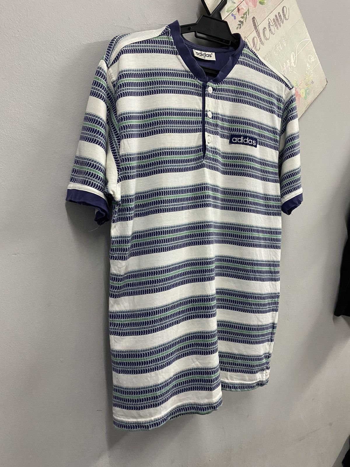 Adidas × Vintage Vintage adidas Button up Tshirt Ringer stripe 🚄 Size US M / EU 48-50 / 2 - 2 Thumbnail